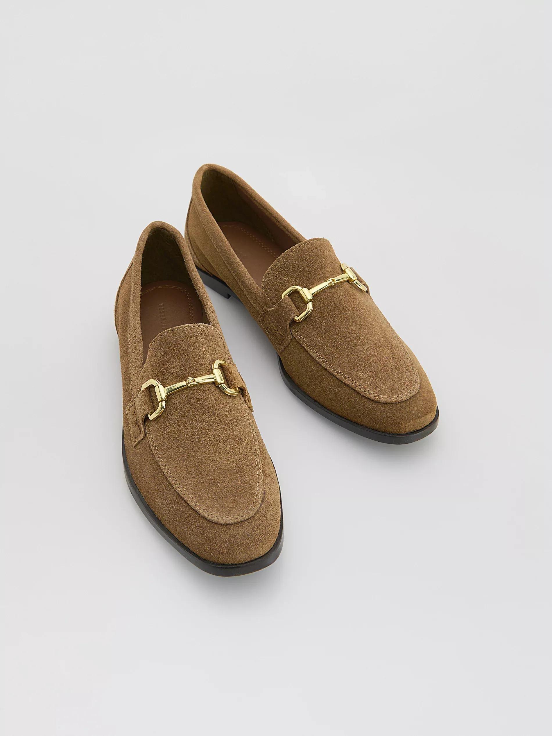 Brown Suede Loafers, Brown, large image number 1