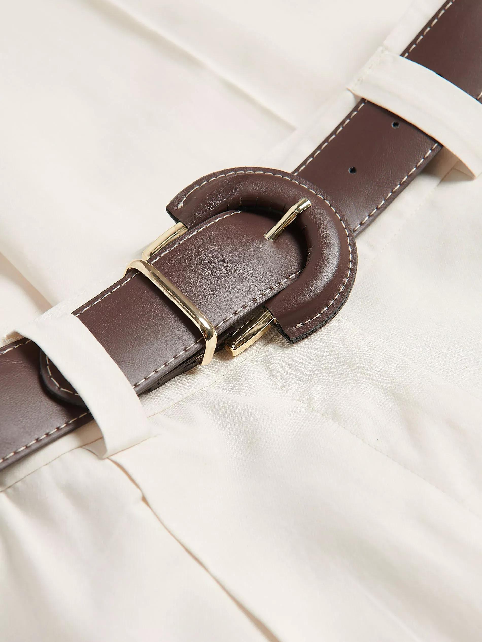 Cream Wide-Leg Modal Blend Trousers, Ivory, large image number 4