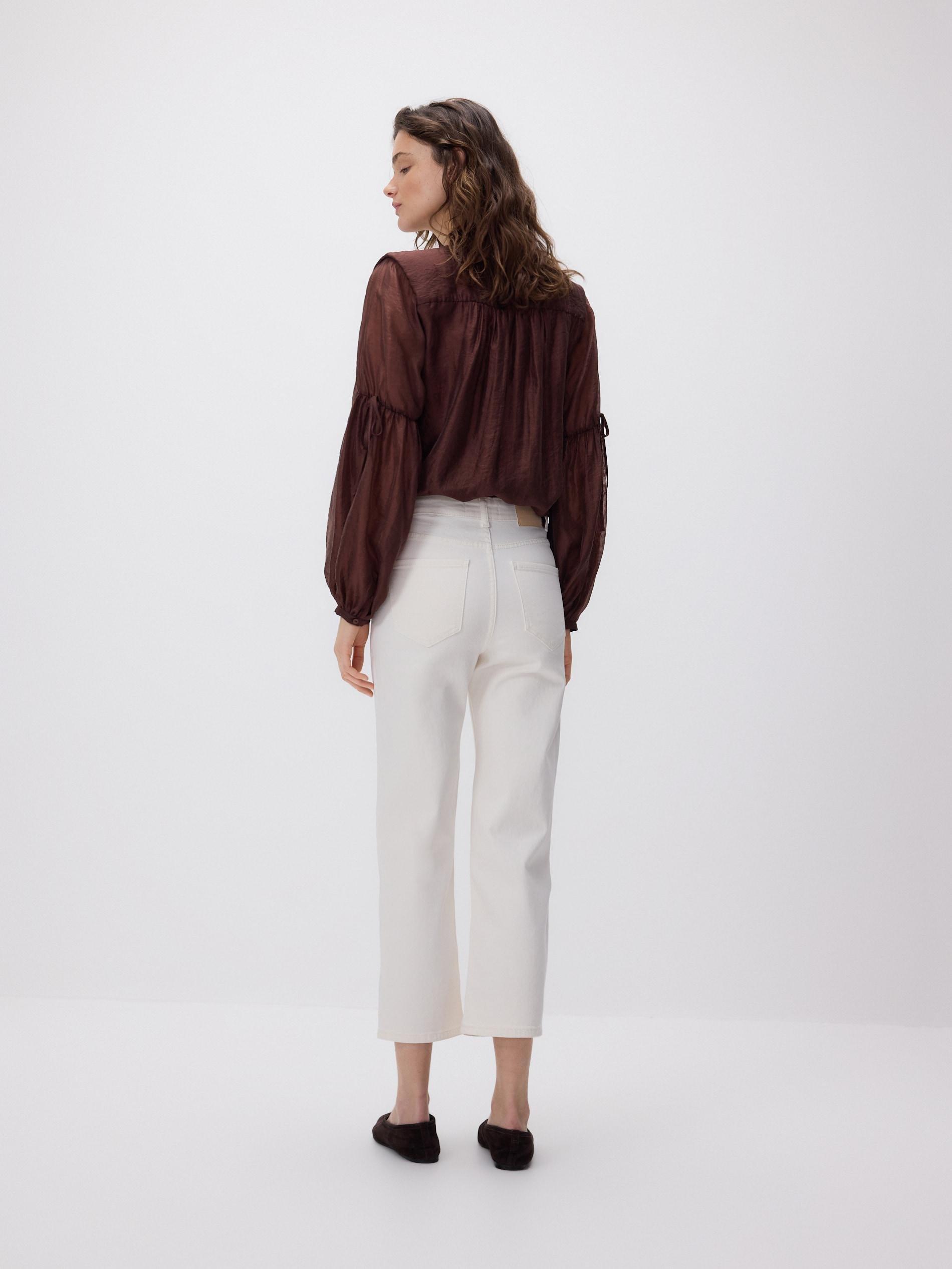 Cream Straight Fit Jeans, Ivory, large image number 3