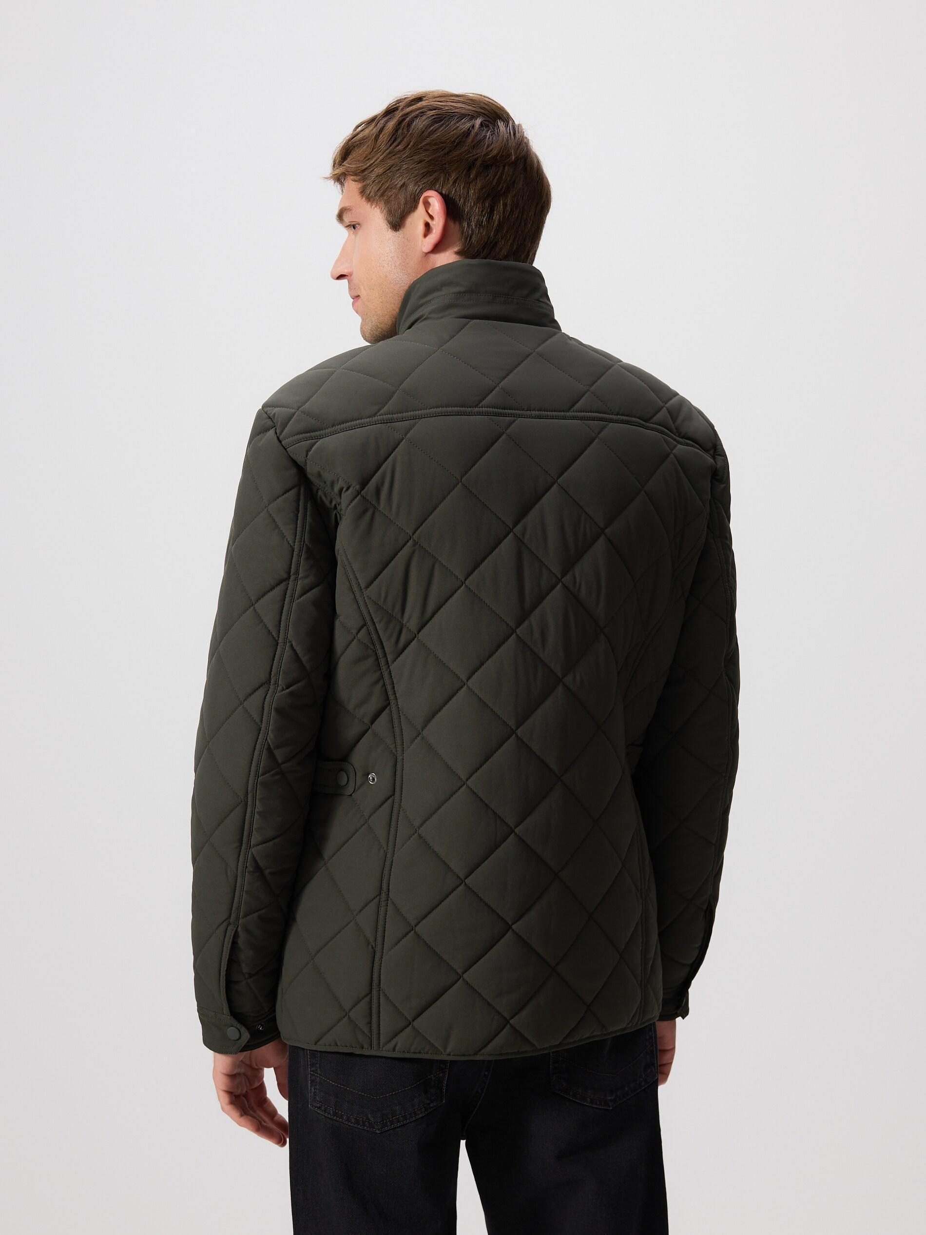 Green Quilted Jacket With Stand Up Collar, Khaki, large image number 3