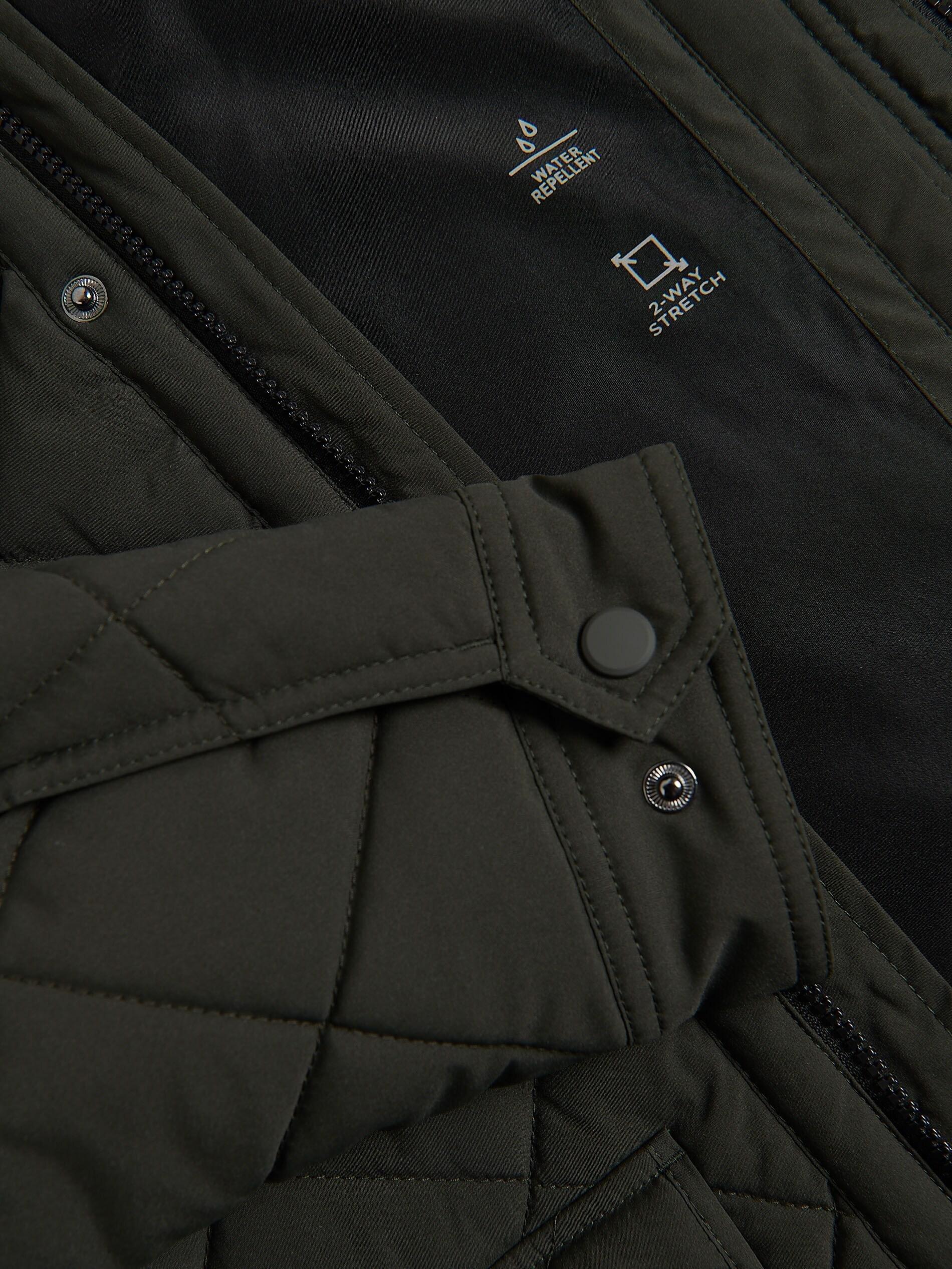 Green Quilted Jacket With Stand Up Collar, Khaki, large image number 5