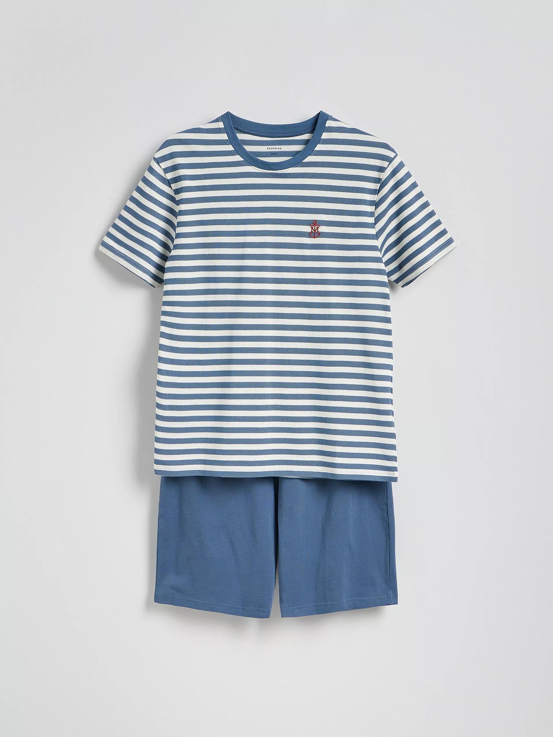 Blue Two Piece Cotton Pyjama Set, , large image number 0