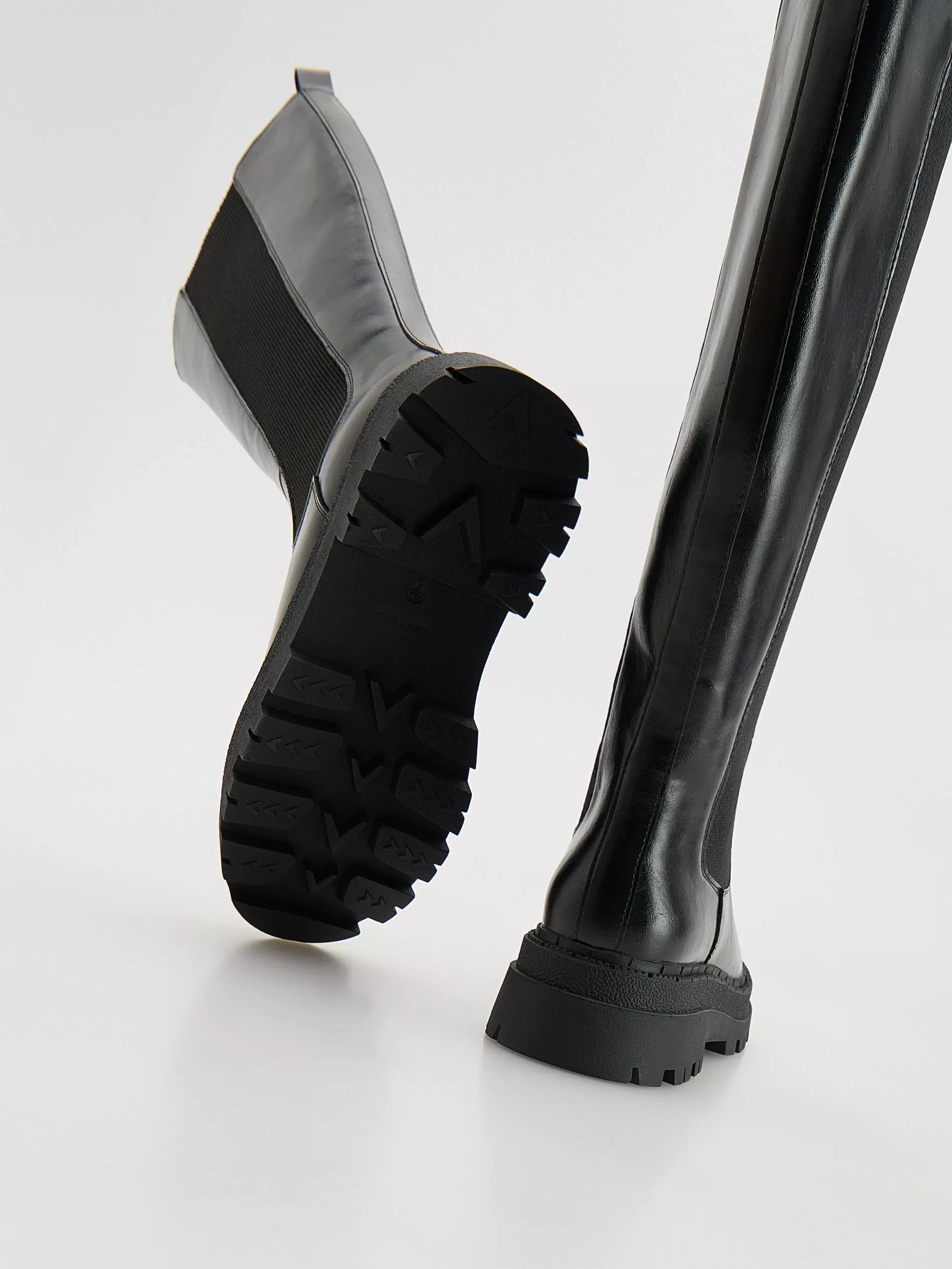 Black Over-The-Knee Boots With Elasticated Upper, Black, medium