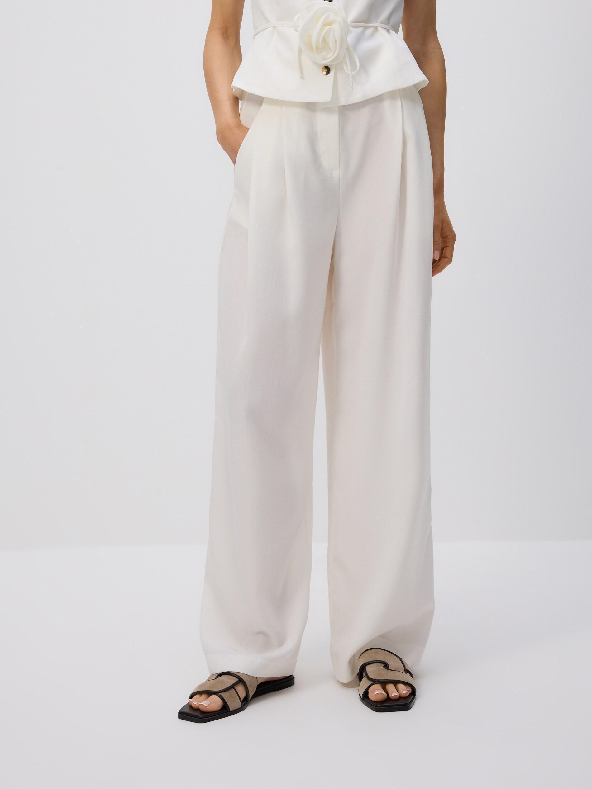 Lyocell blend trousers, Ivory, medium