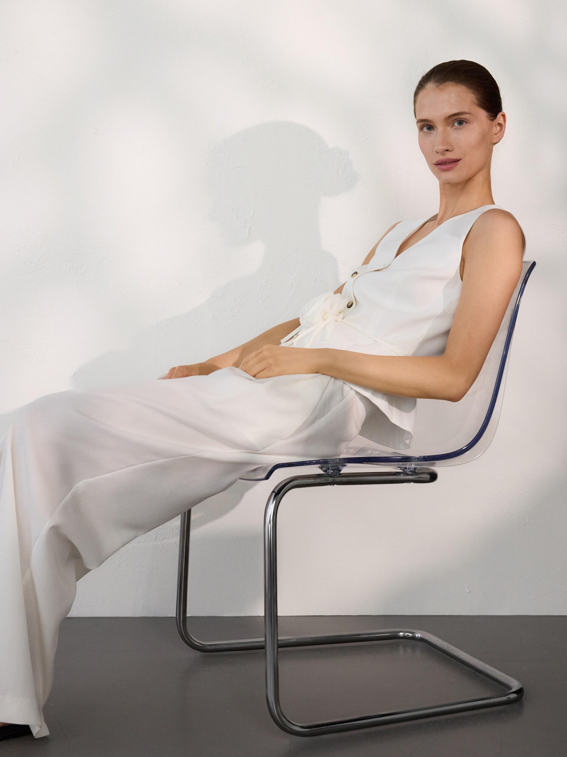 Lyocell blend trousers, Ivory, large image number 3