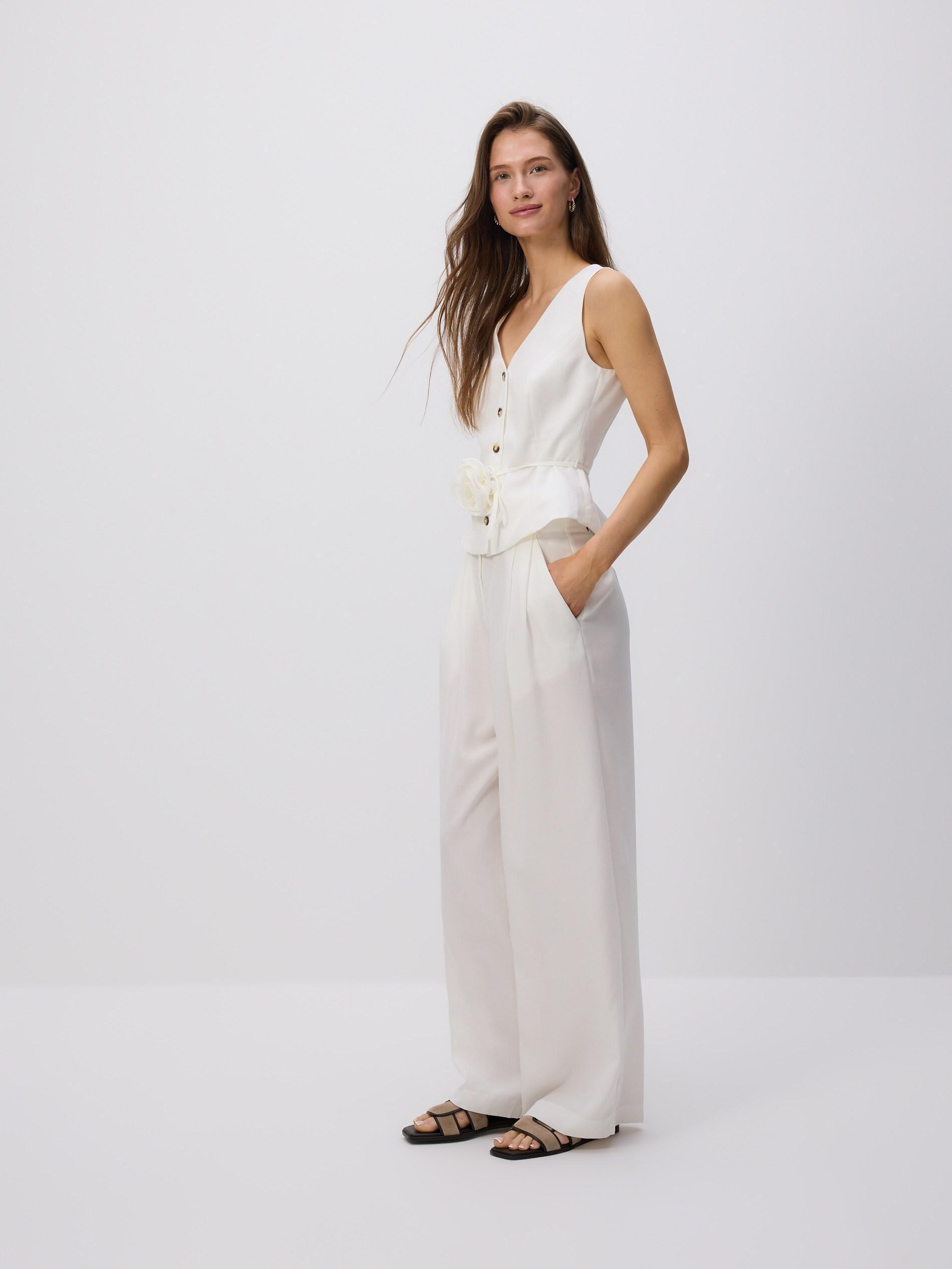 Lyocell blend trousers, Ivory, large image number 4