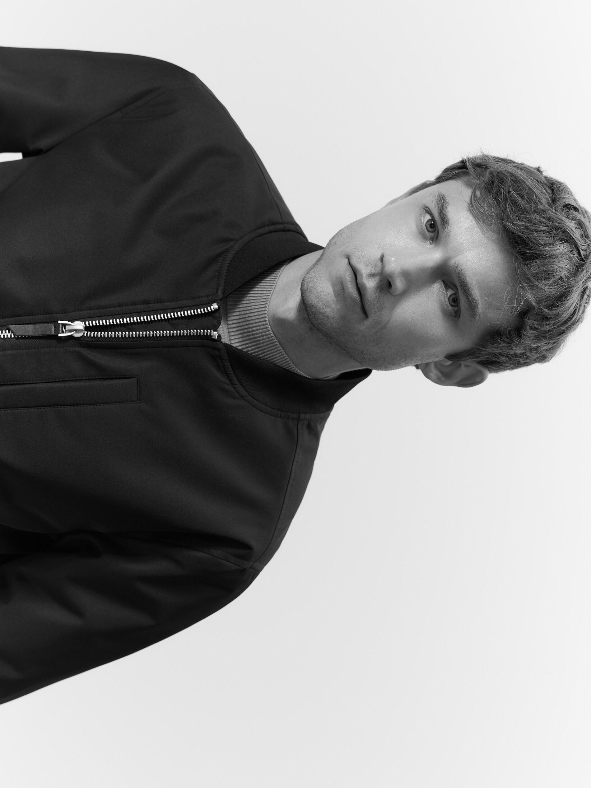 Black Plain Bomber Jacket, Black, large image number 3