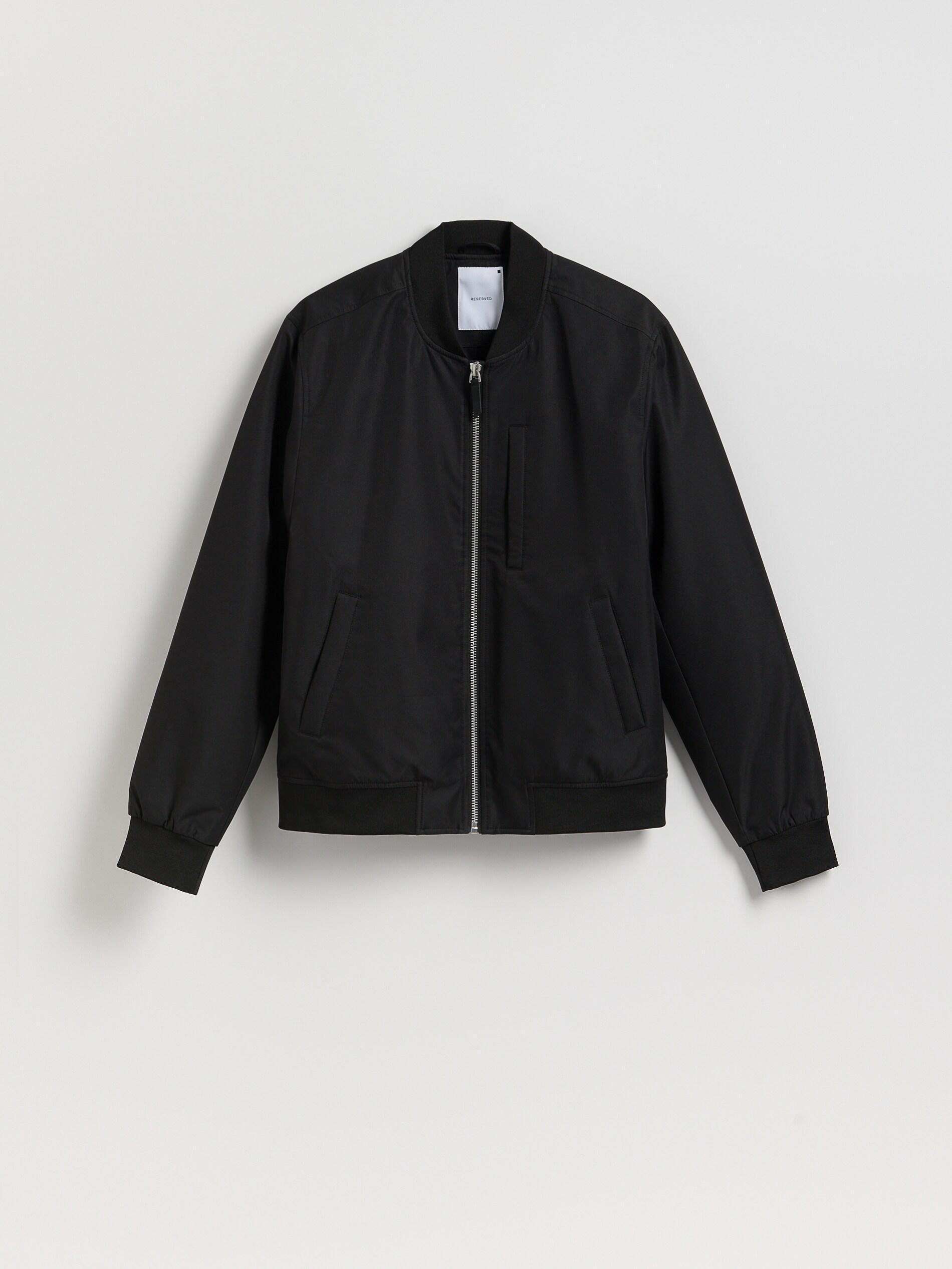 Black Plain Bomber Jacket, Black, large image number 4