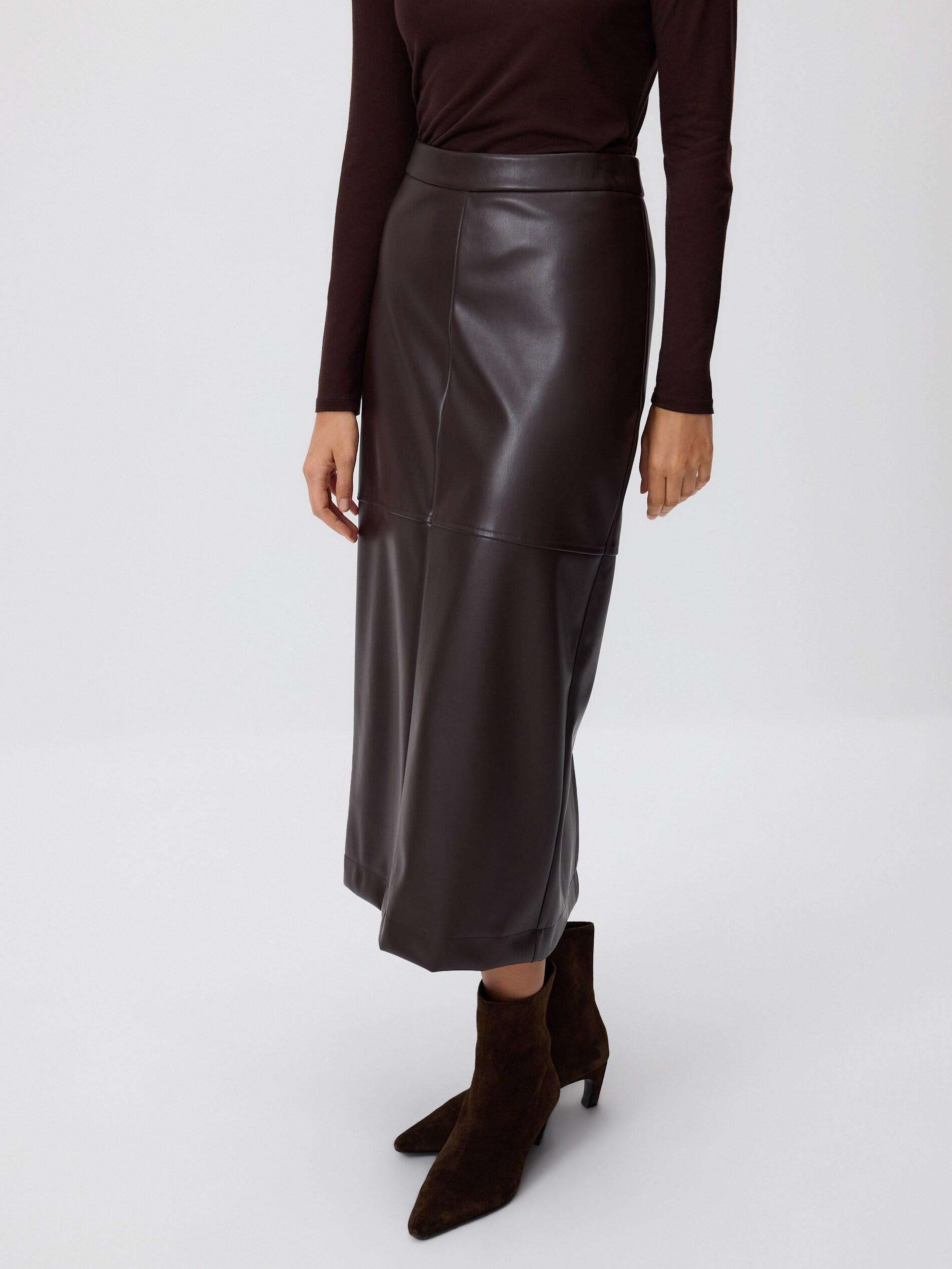 BROWN Maxi skirt with side split, Brown, medium