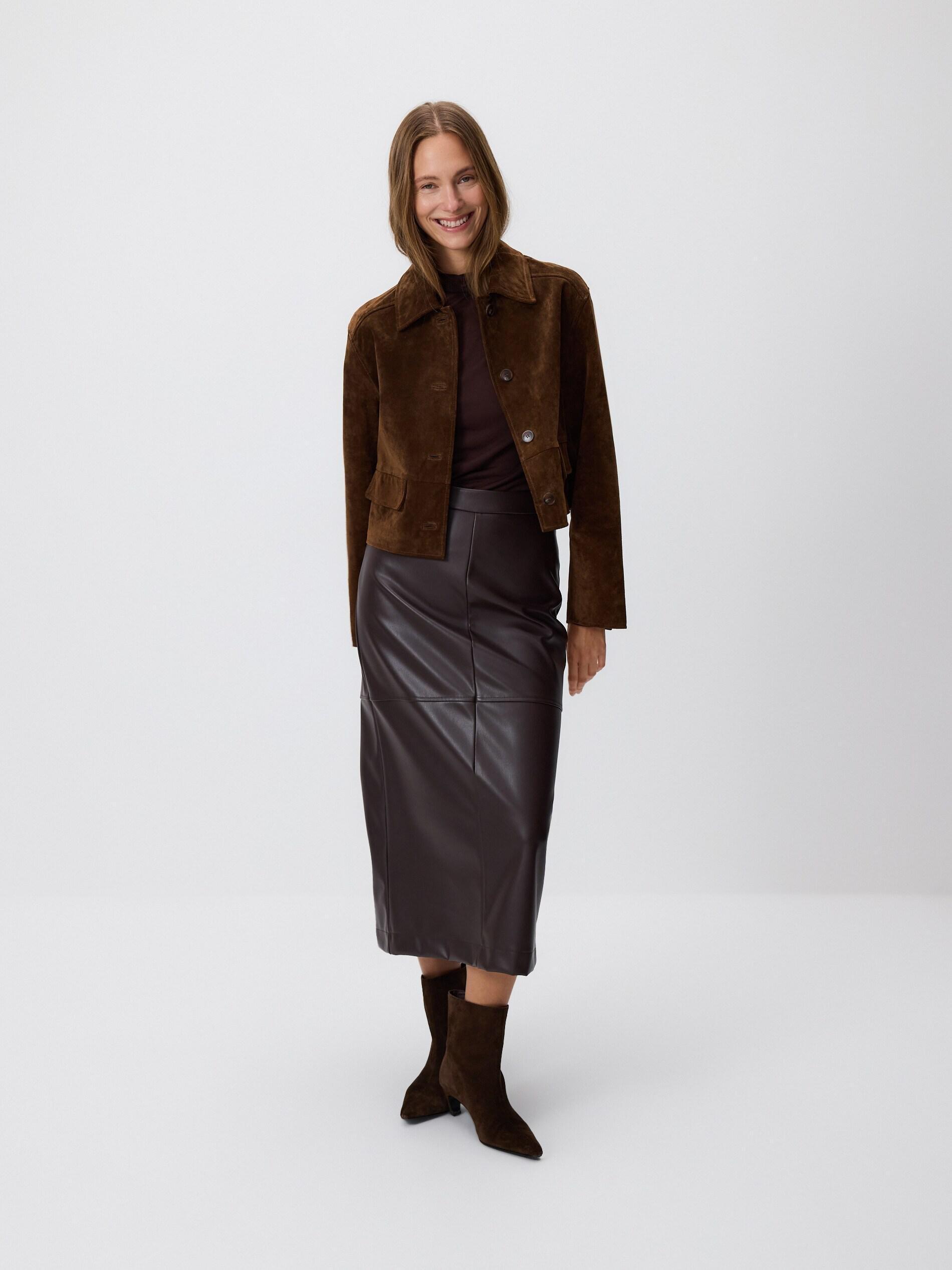 BROWN Maxi skirt with side split, Brown, large image number 1
