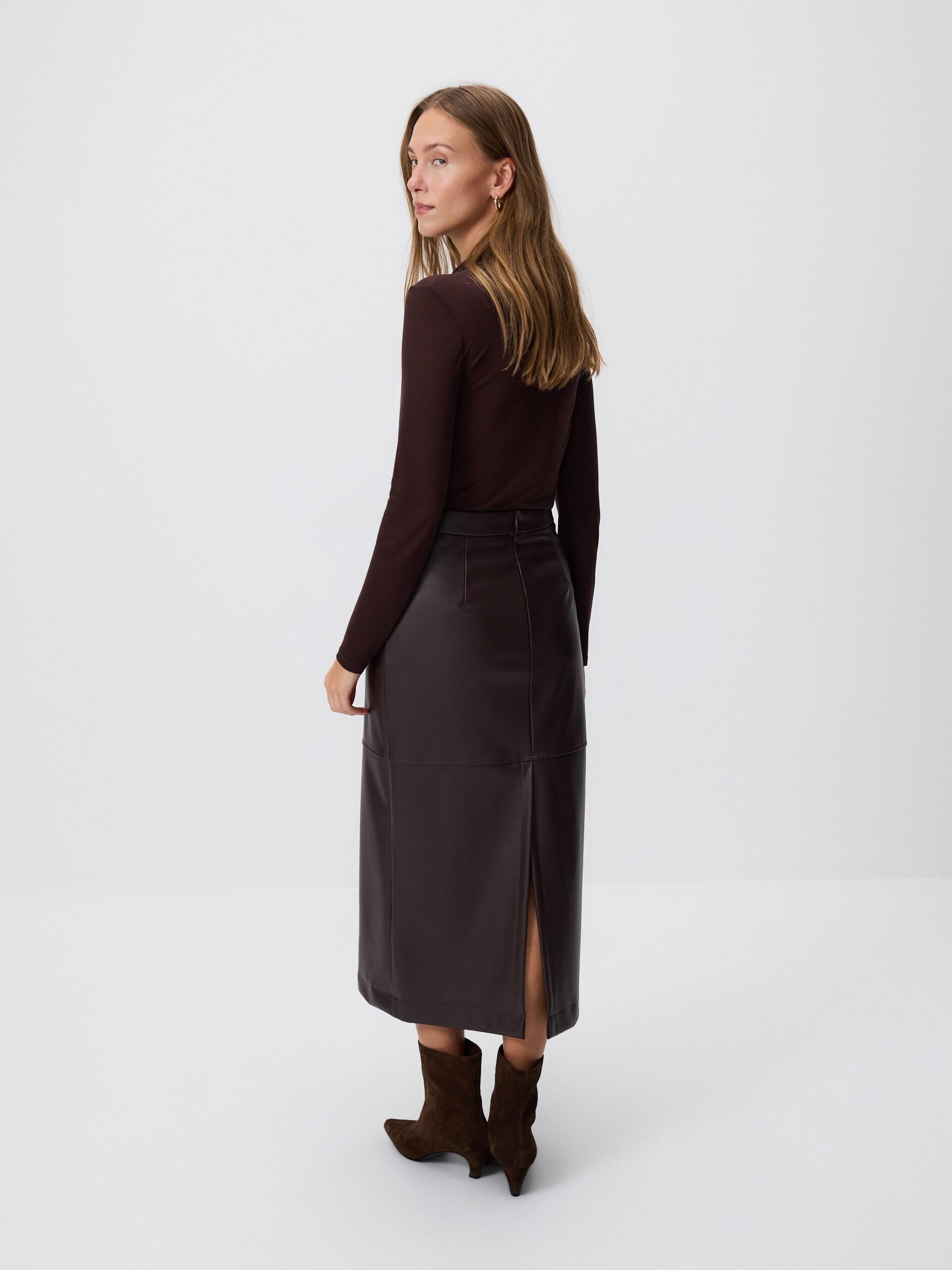 BROWN Maxi skirt with side split, Brown, large image number 3