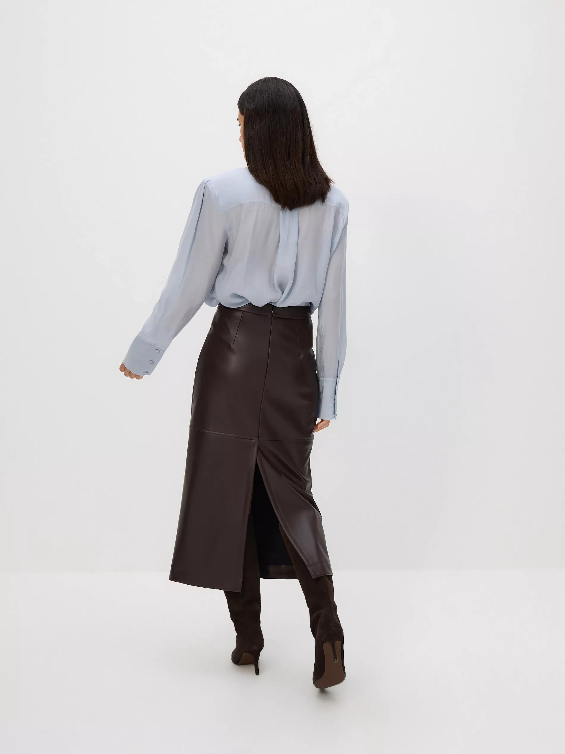 Brown Maxi Skirt With Side Split, Brown, large image number 3