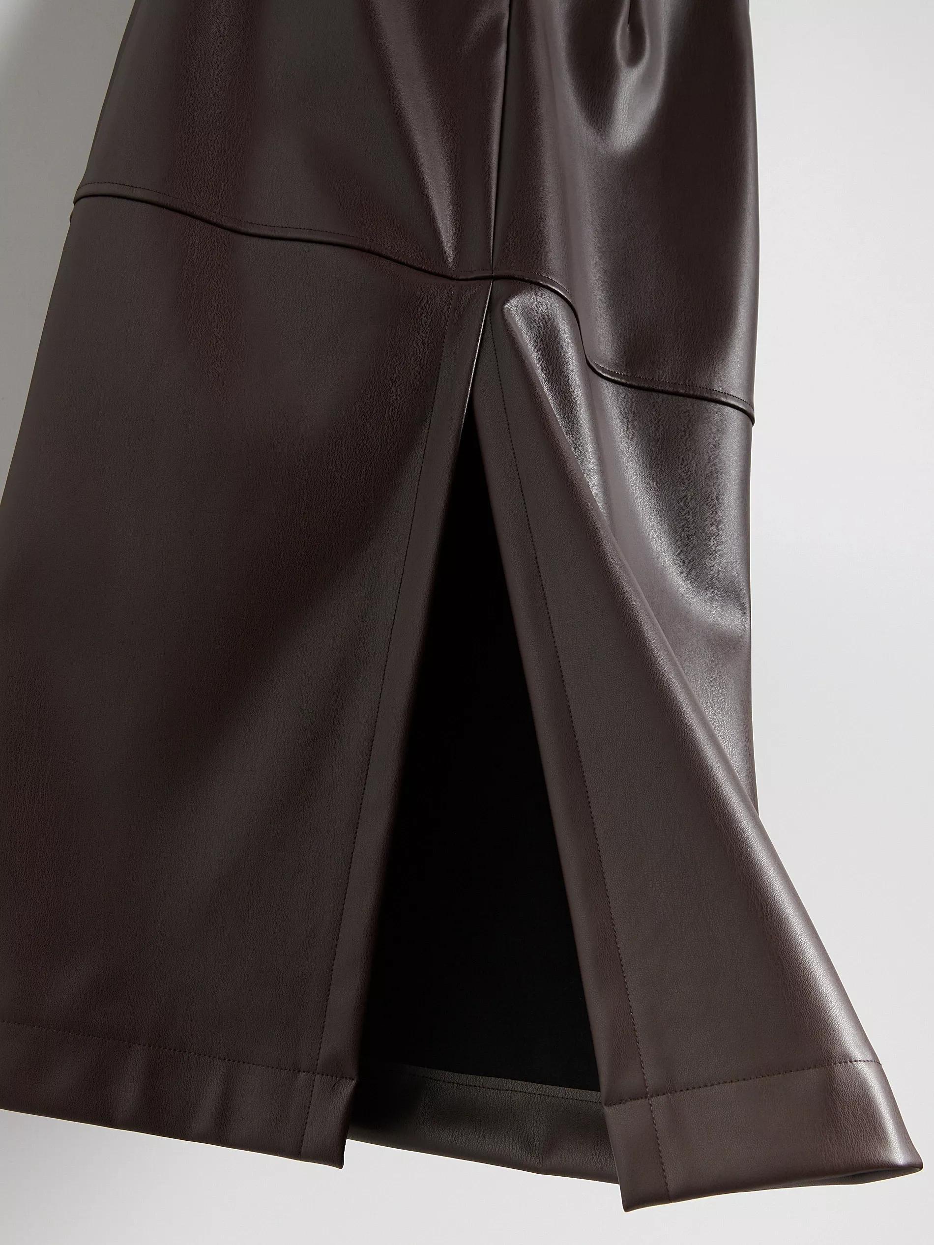 Brown Maxi Skirt With Side Split, Brown, large image number 5