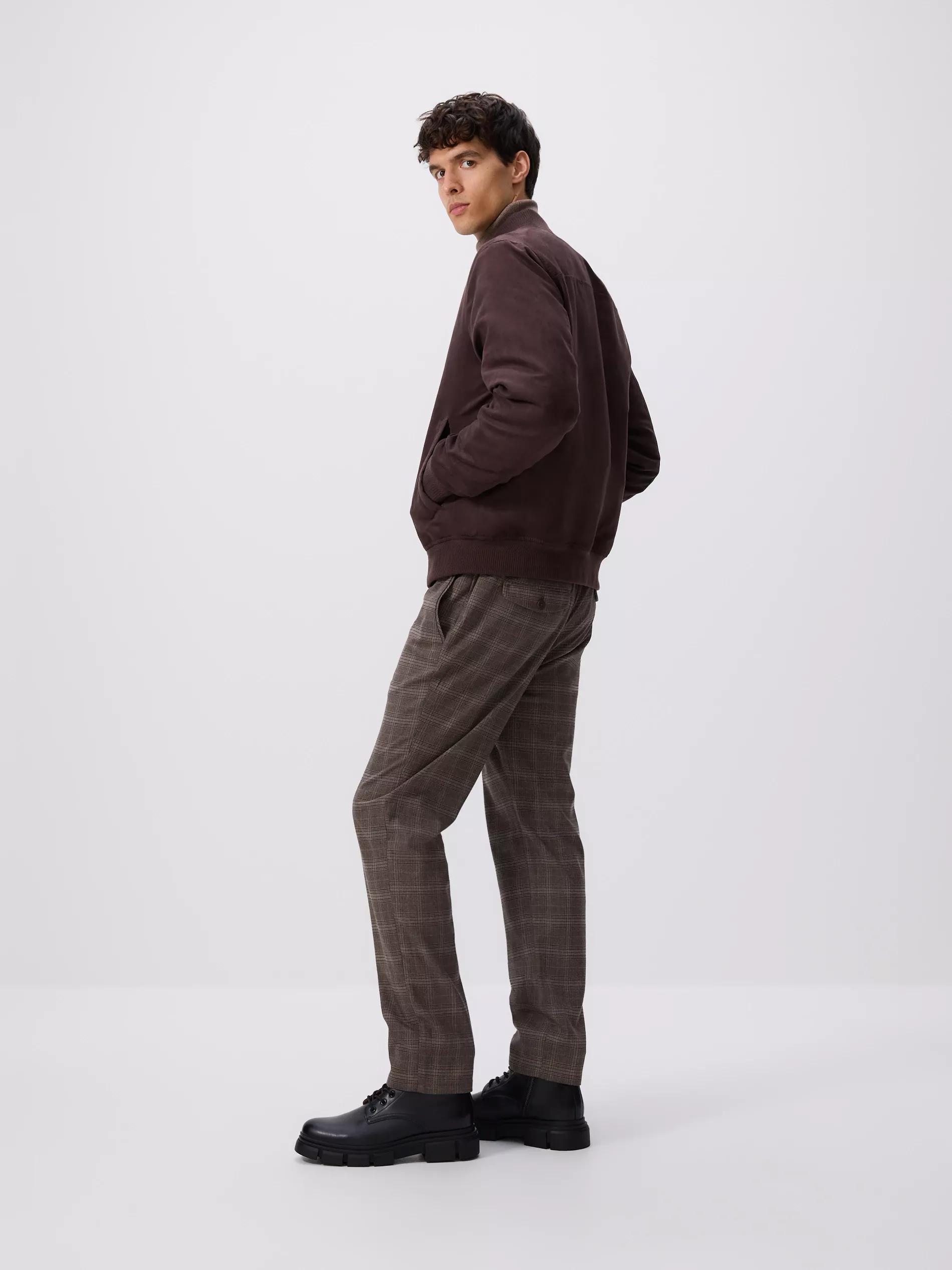 Brown Suede Imitation Bomber Jacket, Brown, large image number 3
