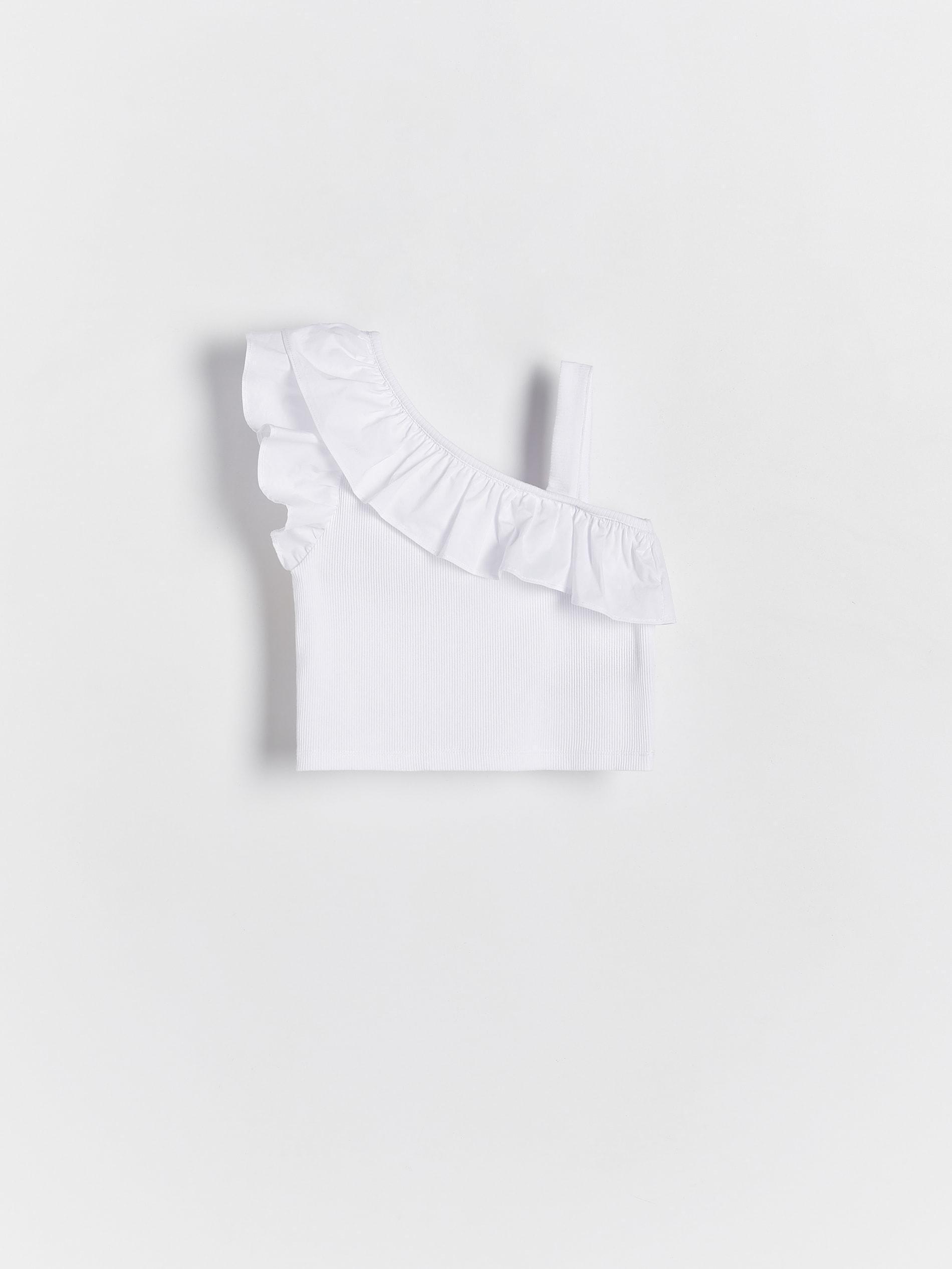 White Frilled Top, , large image number 1