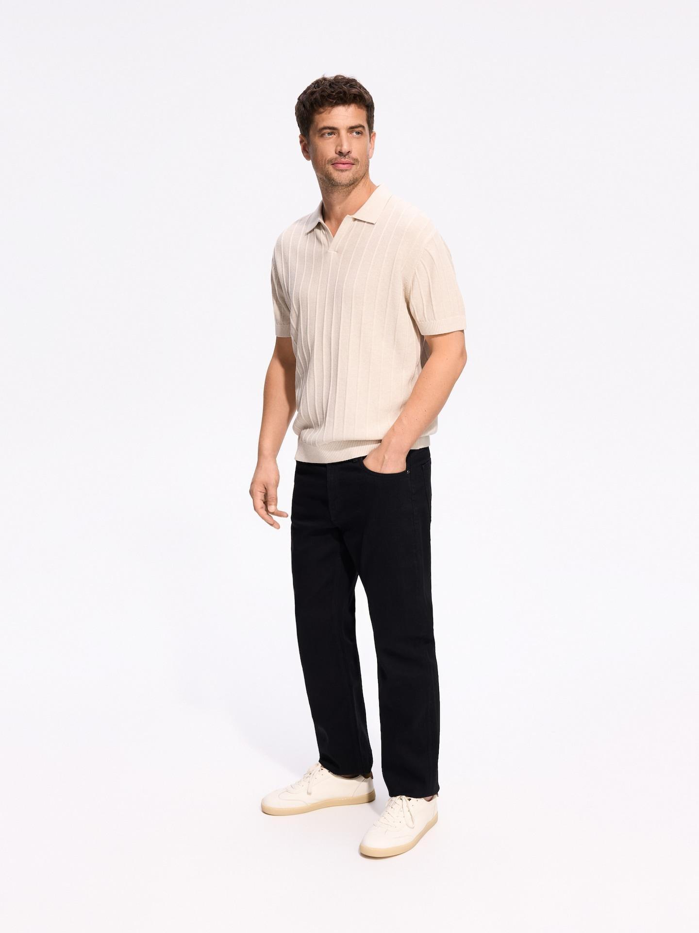 Beige Structural Fabric Polo Jumper, Beige, medium