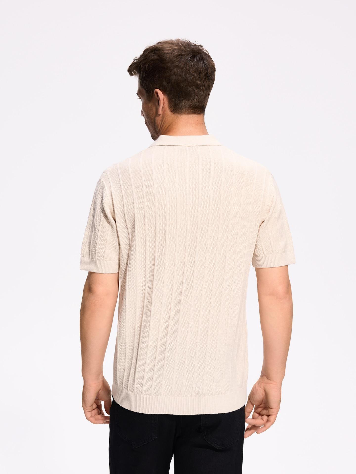 Beige Structural Fabric Polo Jumper, Beige, medium