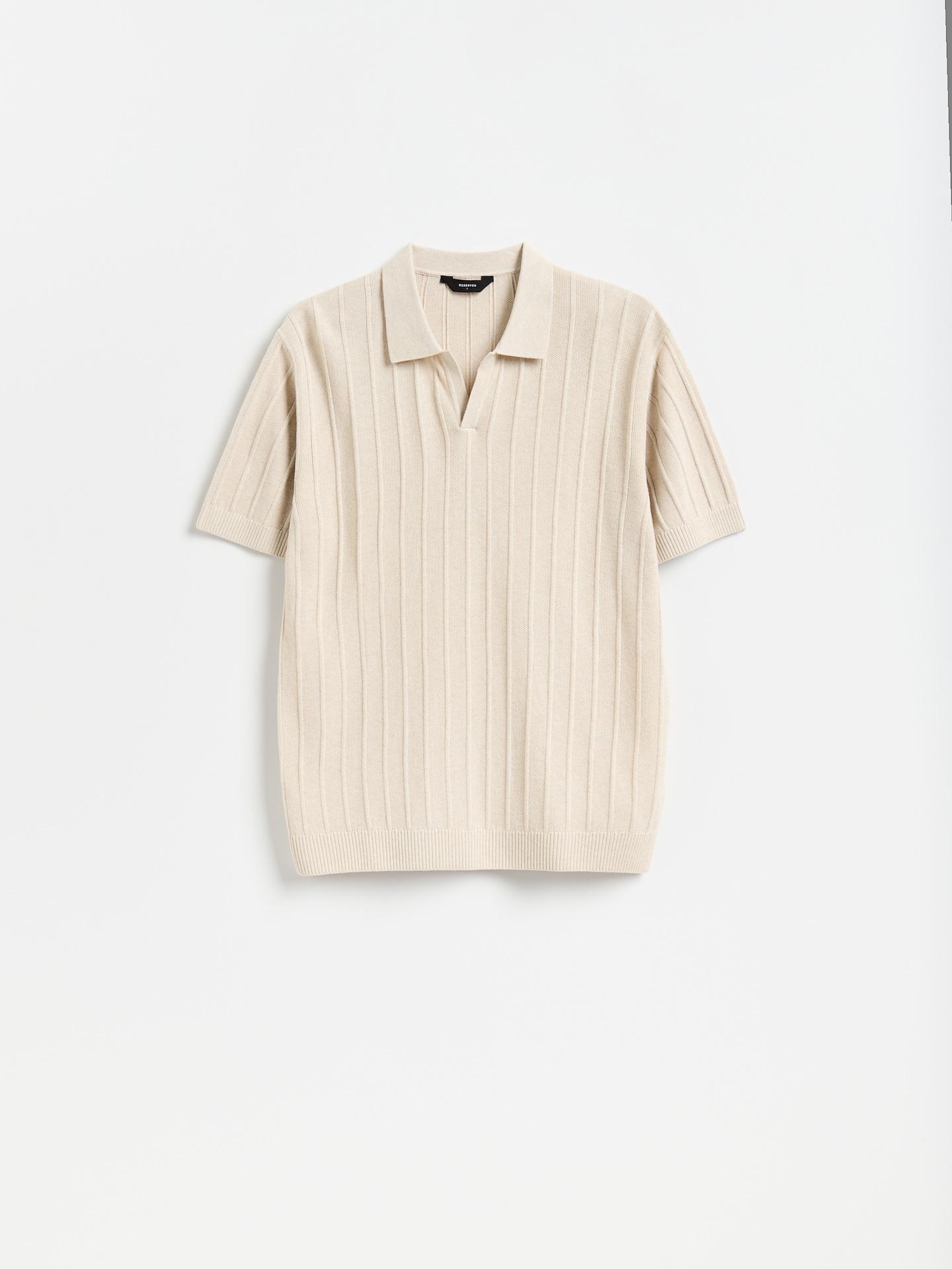 Beige Structural Fabric Polo Jumper, Beige, large image number 3