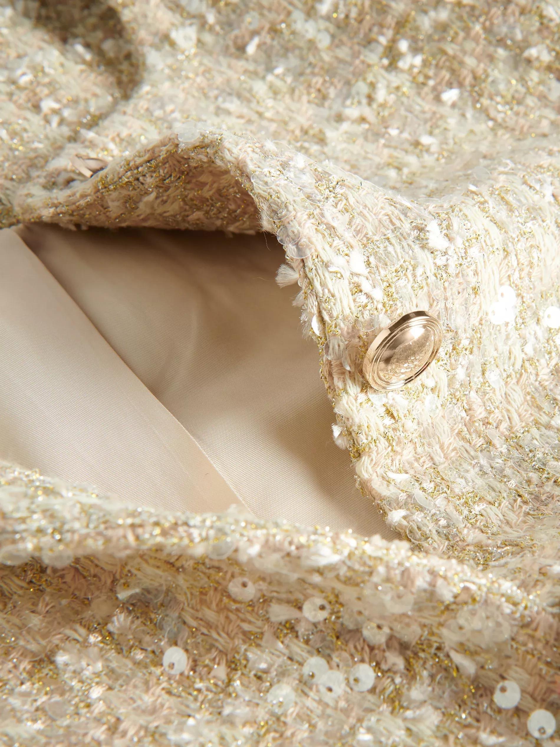 Beige Sequin Blazer, , large image number 4
