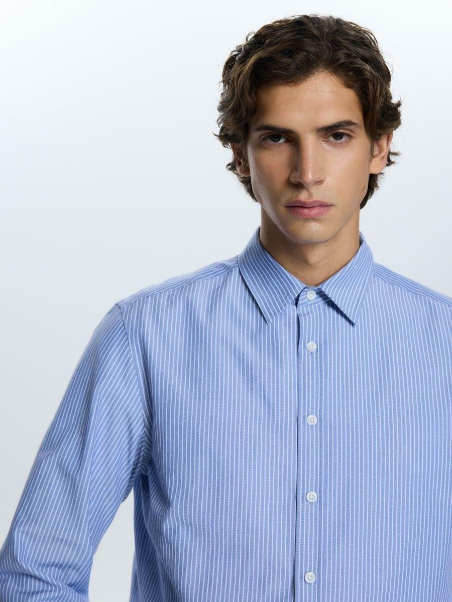 قميص بقصة عادية خطوط أزرق, Blue, medium