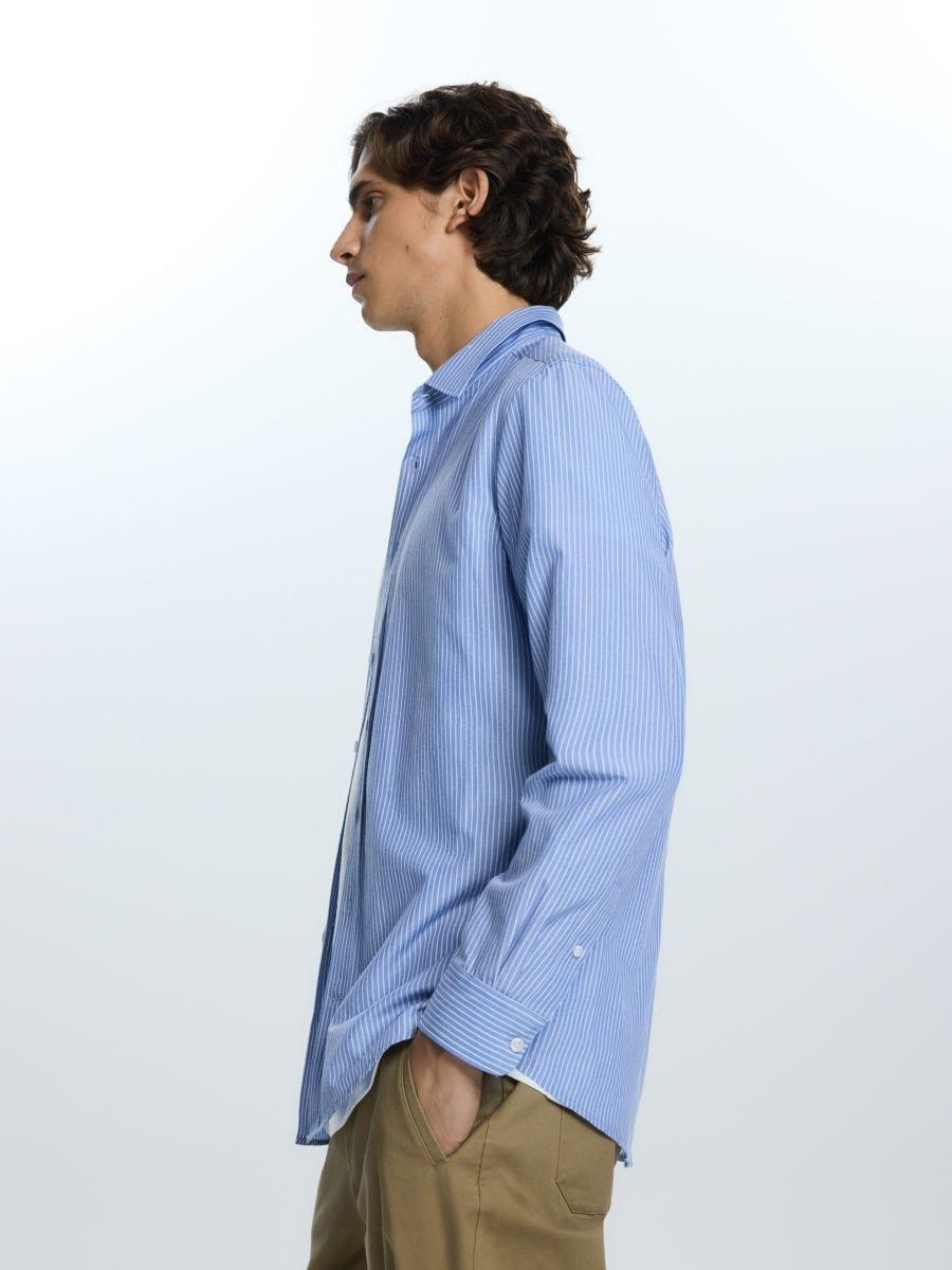 قميص بقصة عادية خطوط أزرق, Blue, medium