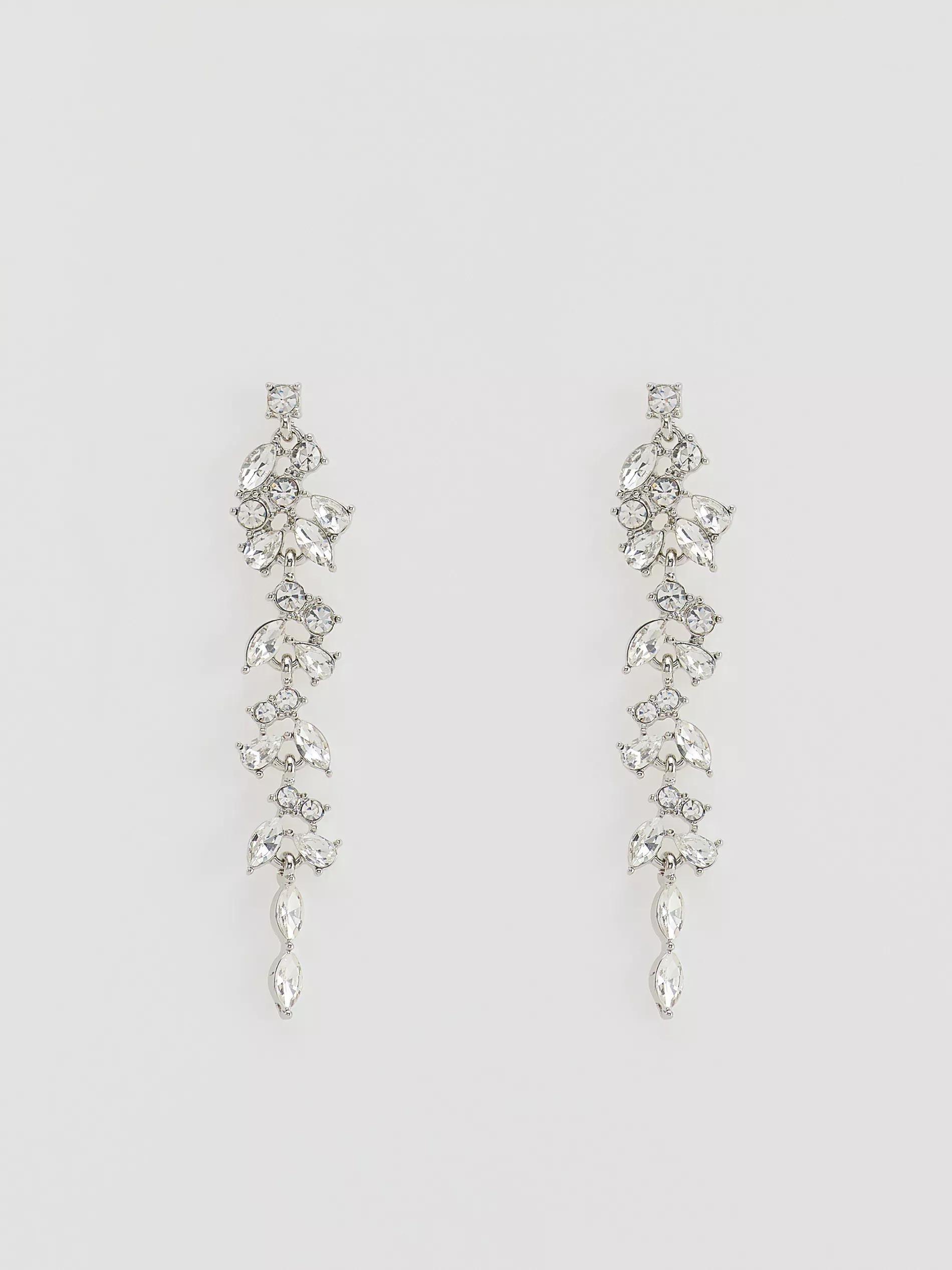 Silver Long Drop Earrings, Silver, large image number 0