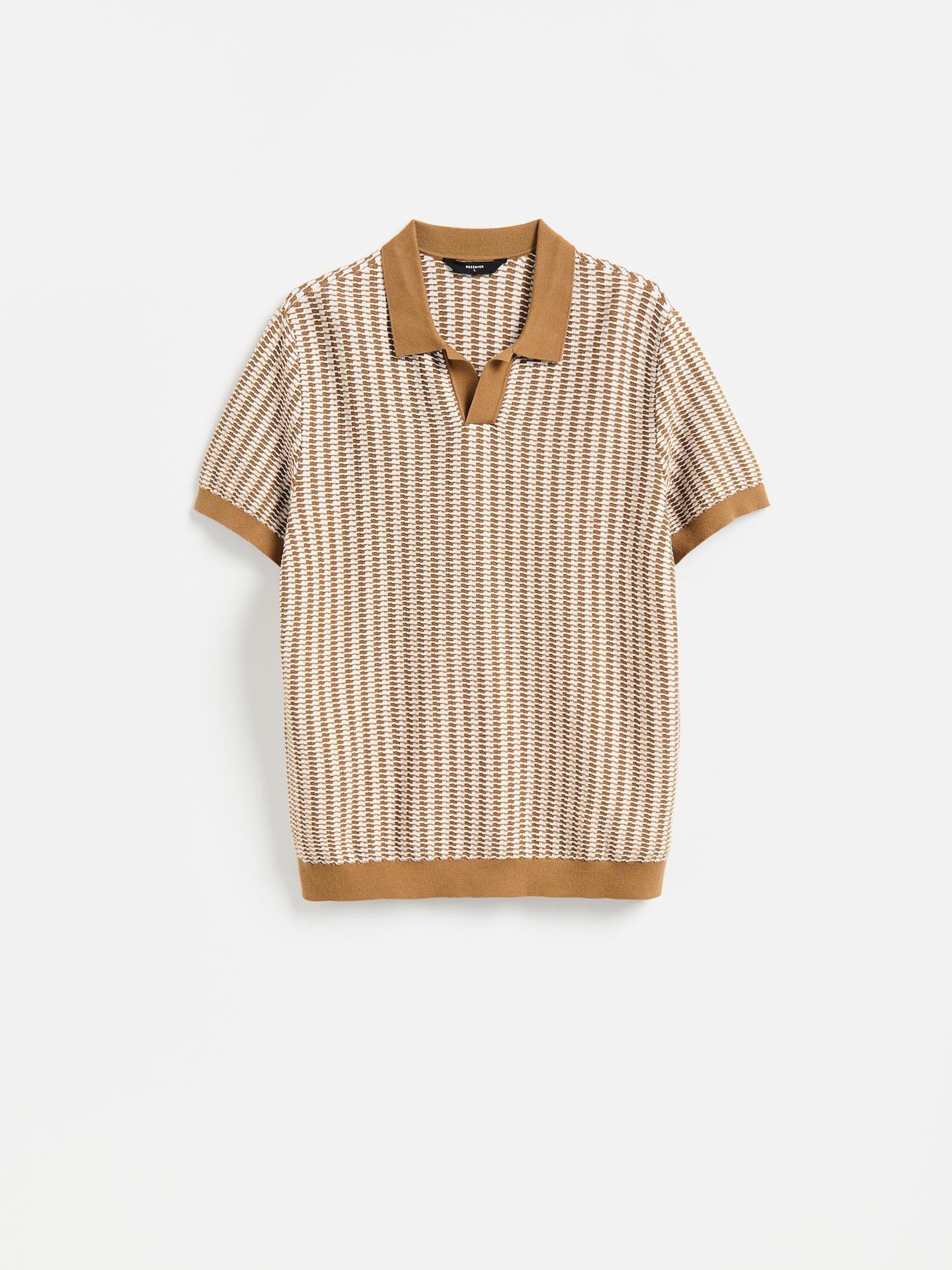Brown Structural Fabric Polo Jumper, 7401_82P, large image number 4
