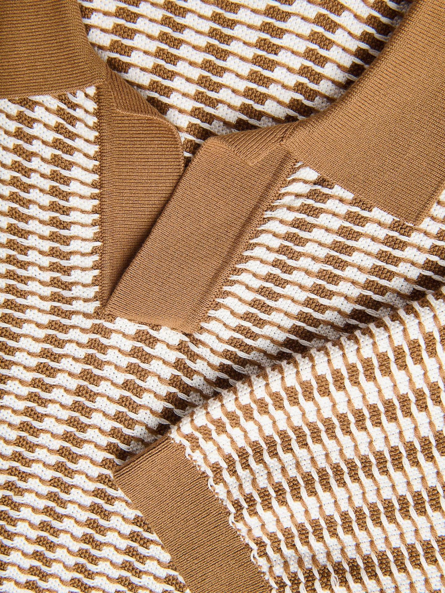 Brown Structural Fabric Polo Jumper, 7401_82P, large image number 5