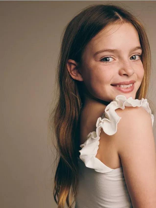 White Frilly Top, Kids Girls, , large image number 0
