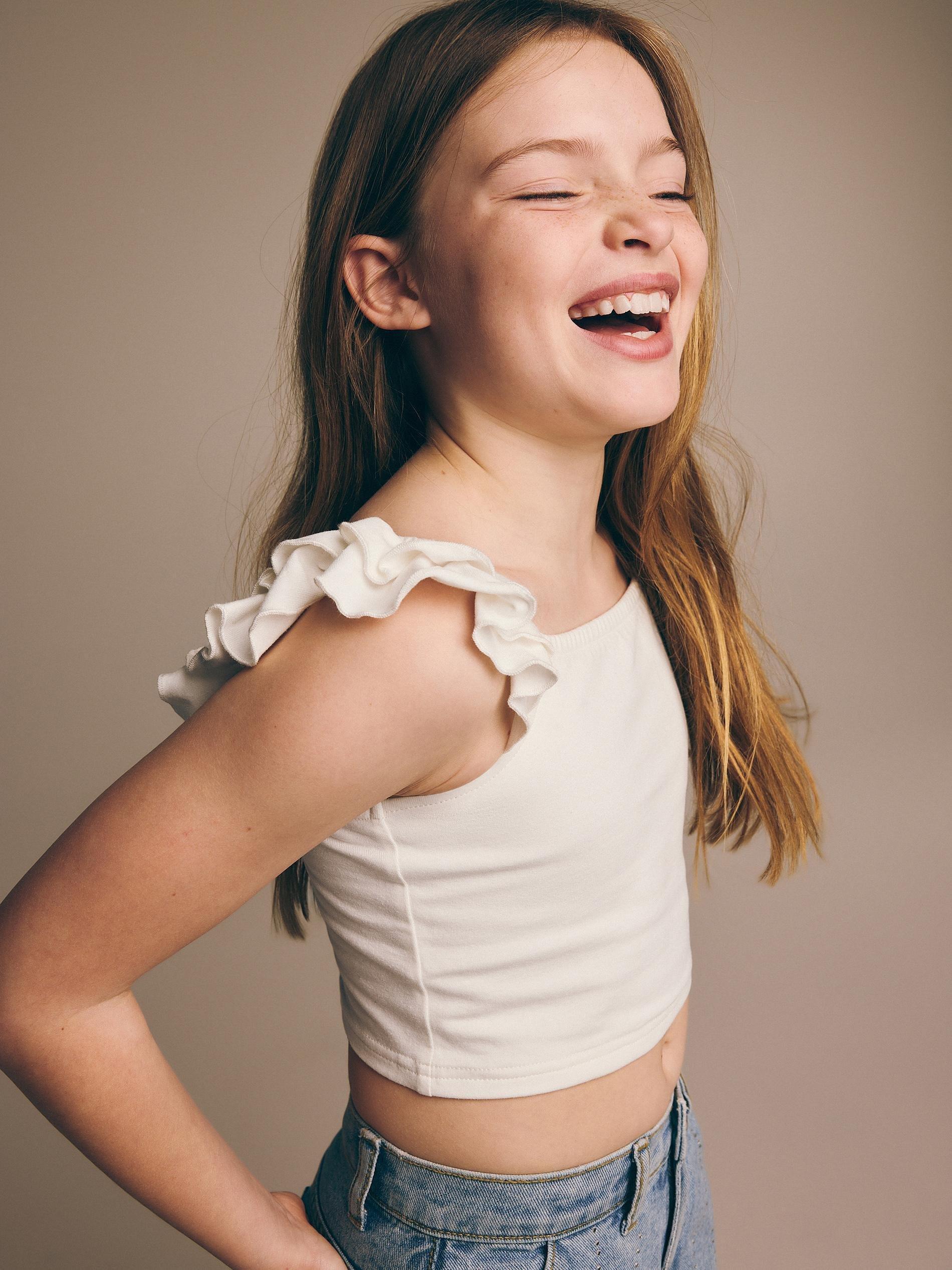 White Frilly Top, Kids Girls, , large image number 2