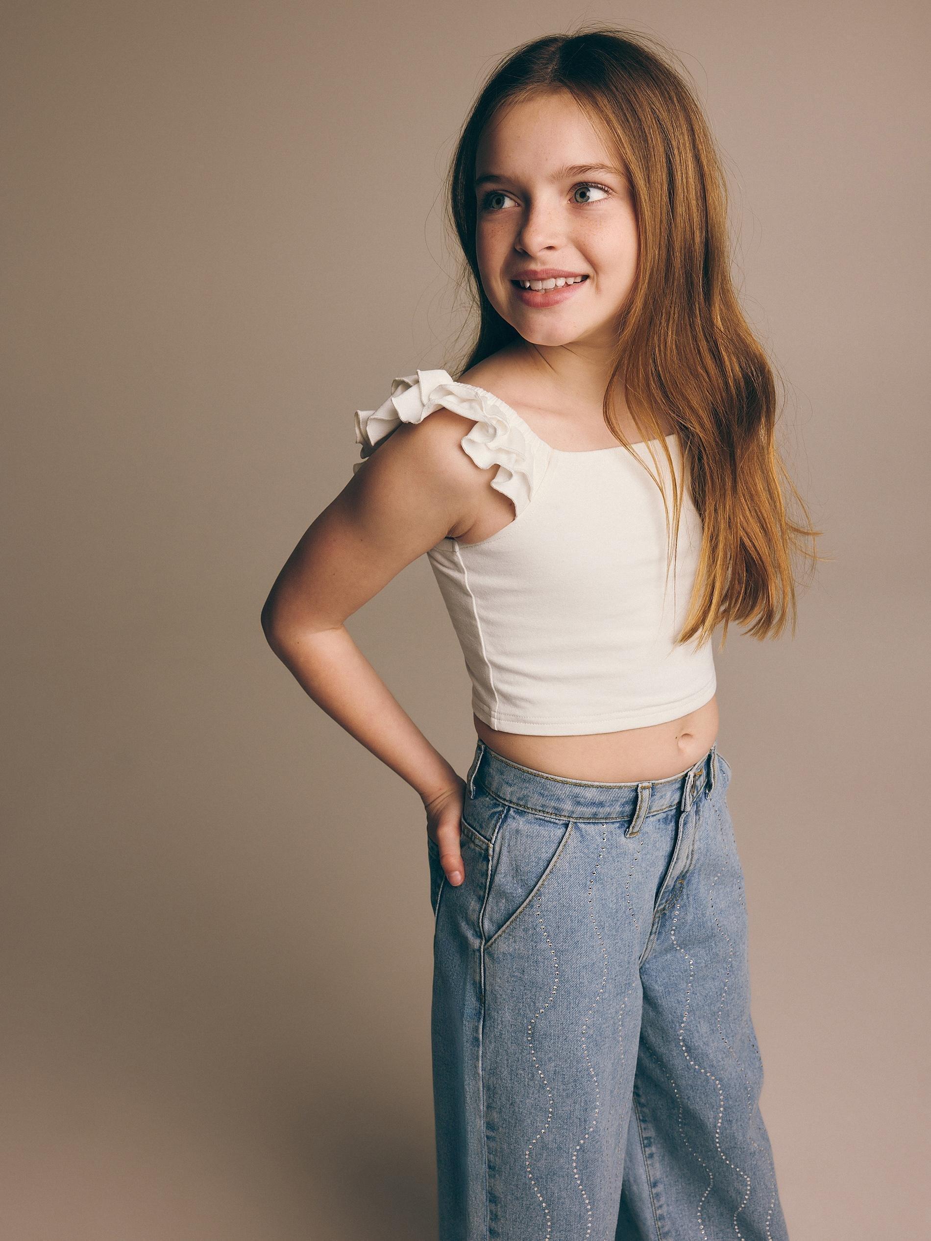 White Frilly Top, Kids Girls, , large image number 5