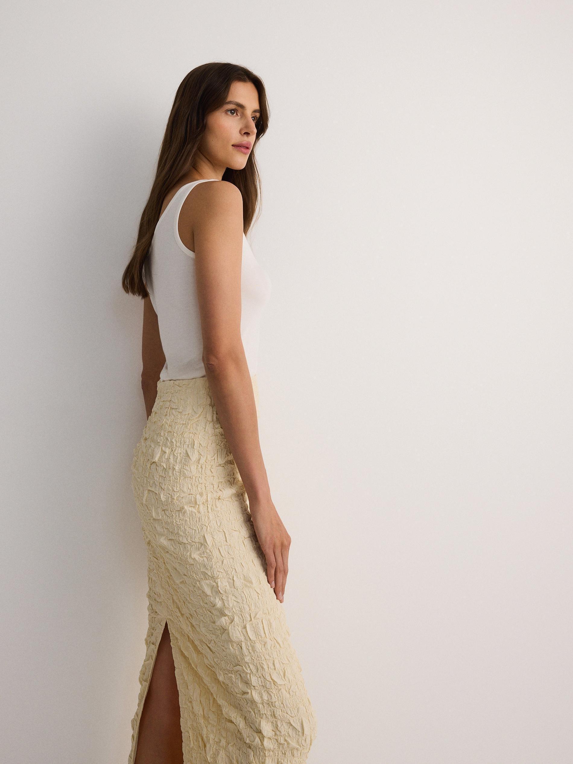 Cream Midi Length Skirt, , large image number 2