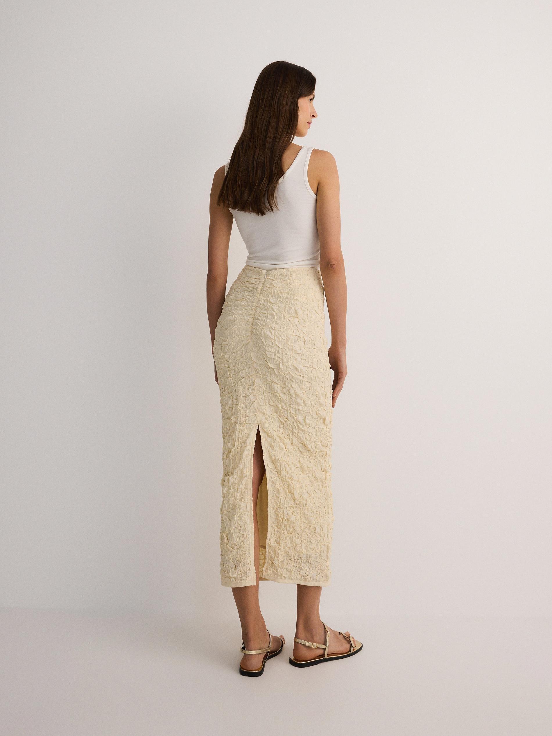 Cream Midi Length Skirt, , large image number 3