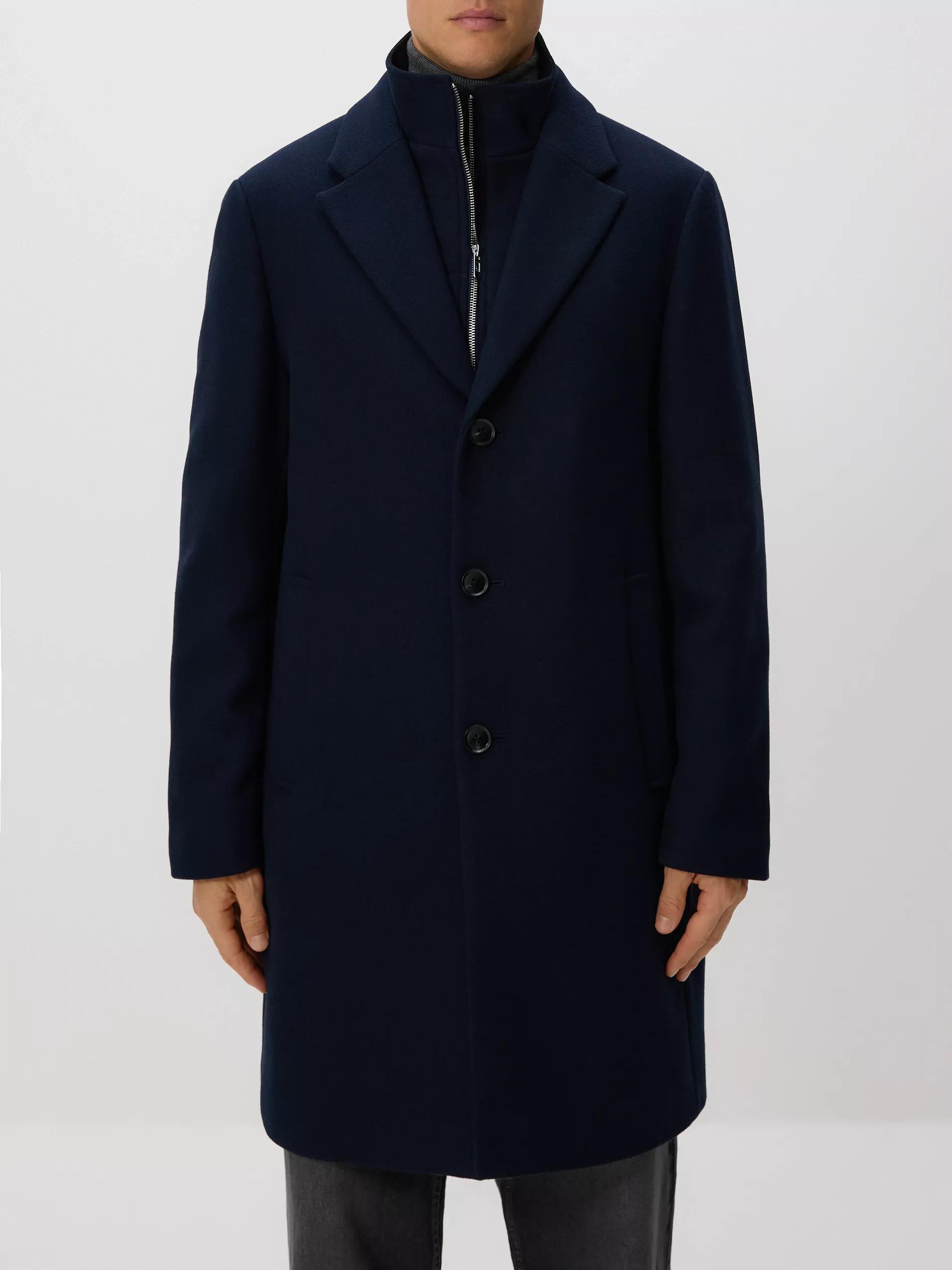 Navy Blended Wool Coat, Navy, large image number 2