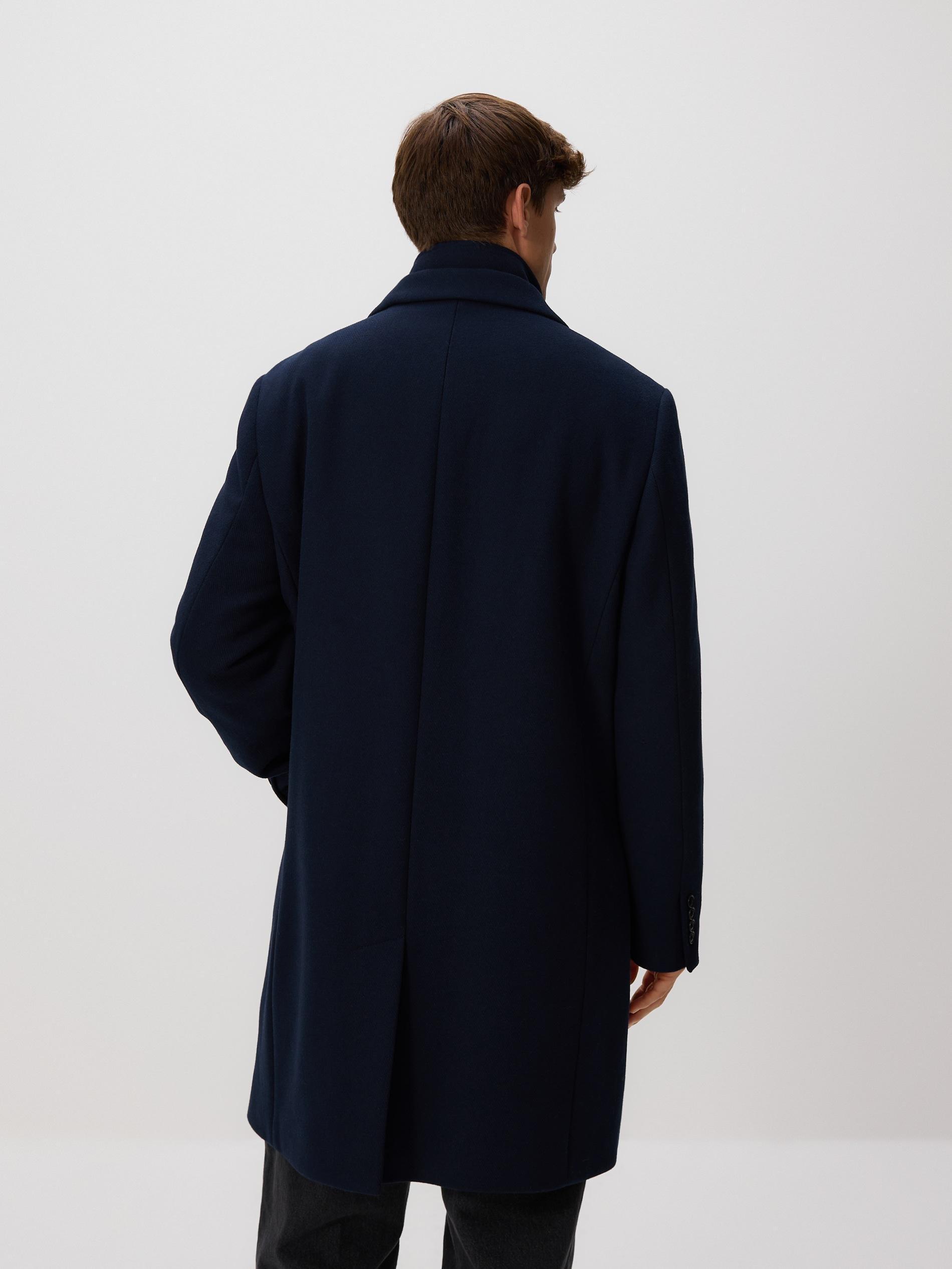 Navy Blended Wool Coat, Navy, large image number 3