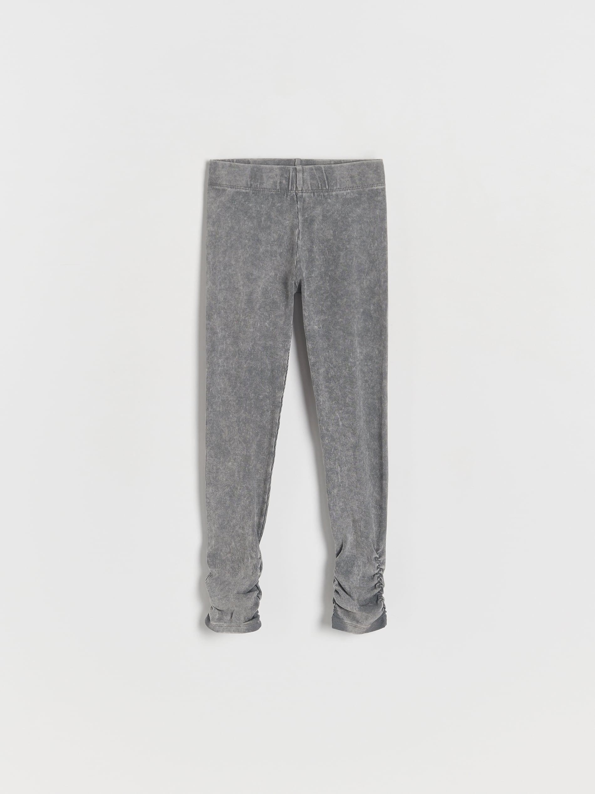 Grey Cotton Ribbed Leggings, Kids Girls, , large image number 1