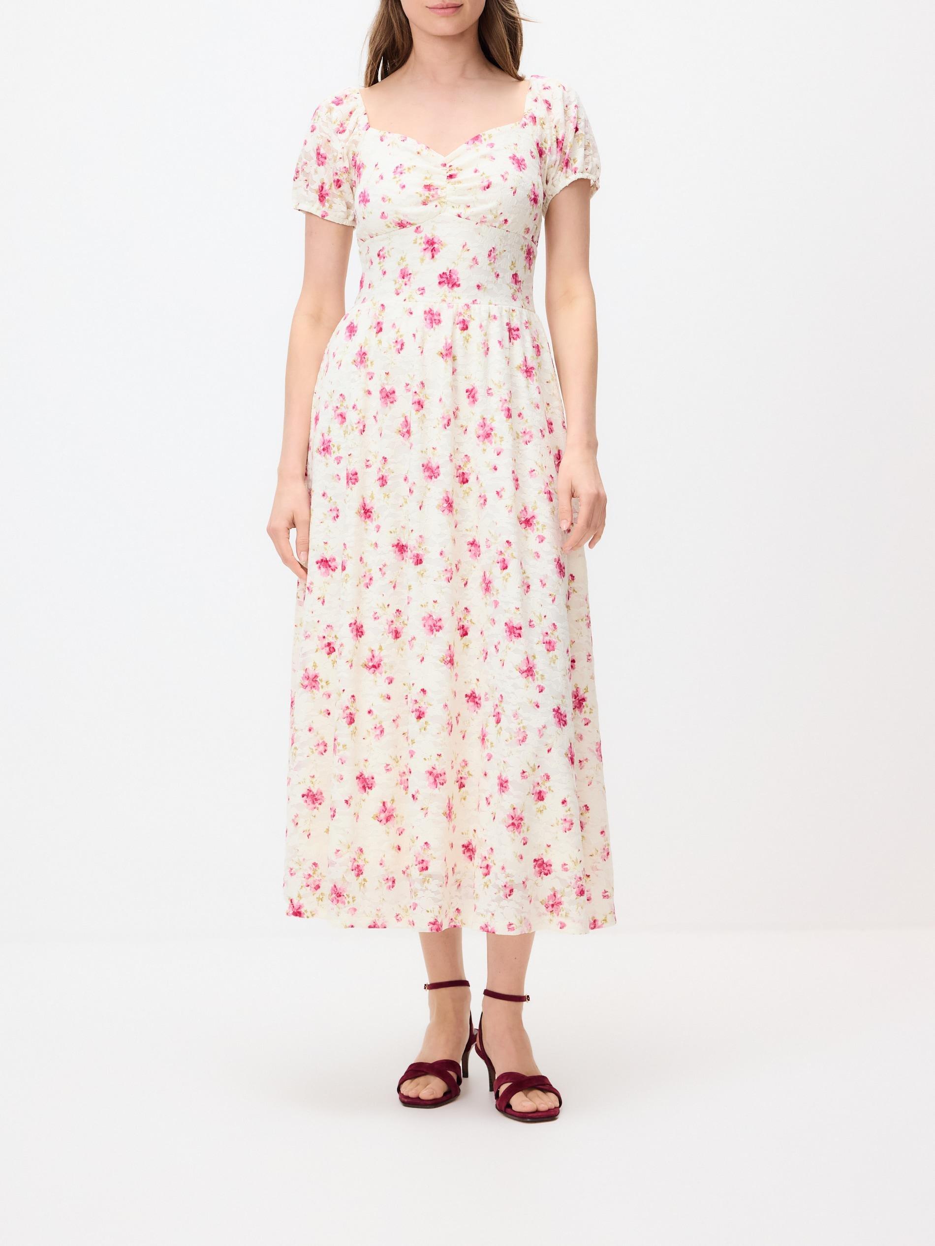 Multicolour Lace Dress In Floral Print, Multicolor, large image number 0
