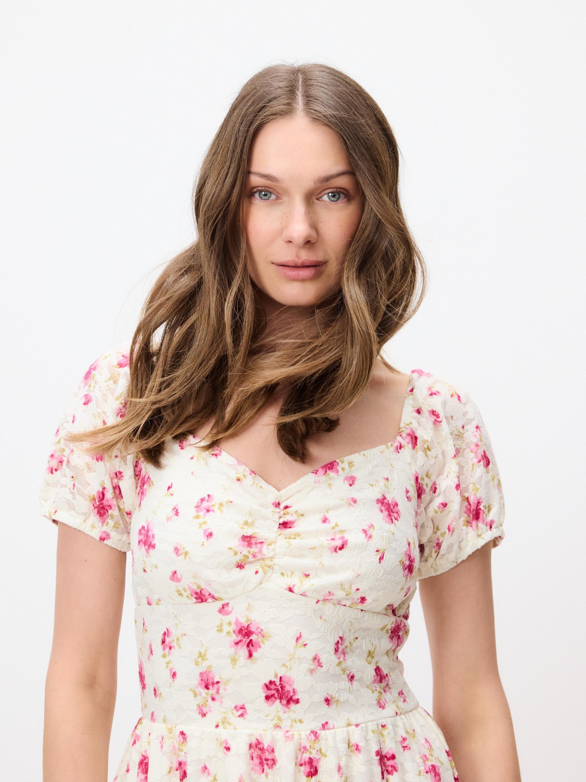 Multicolour Lace Dress In Floral Print, Multicolor, large image number 1
