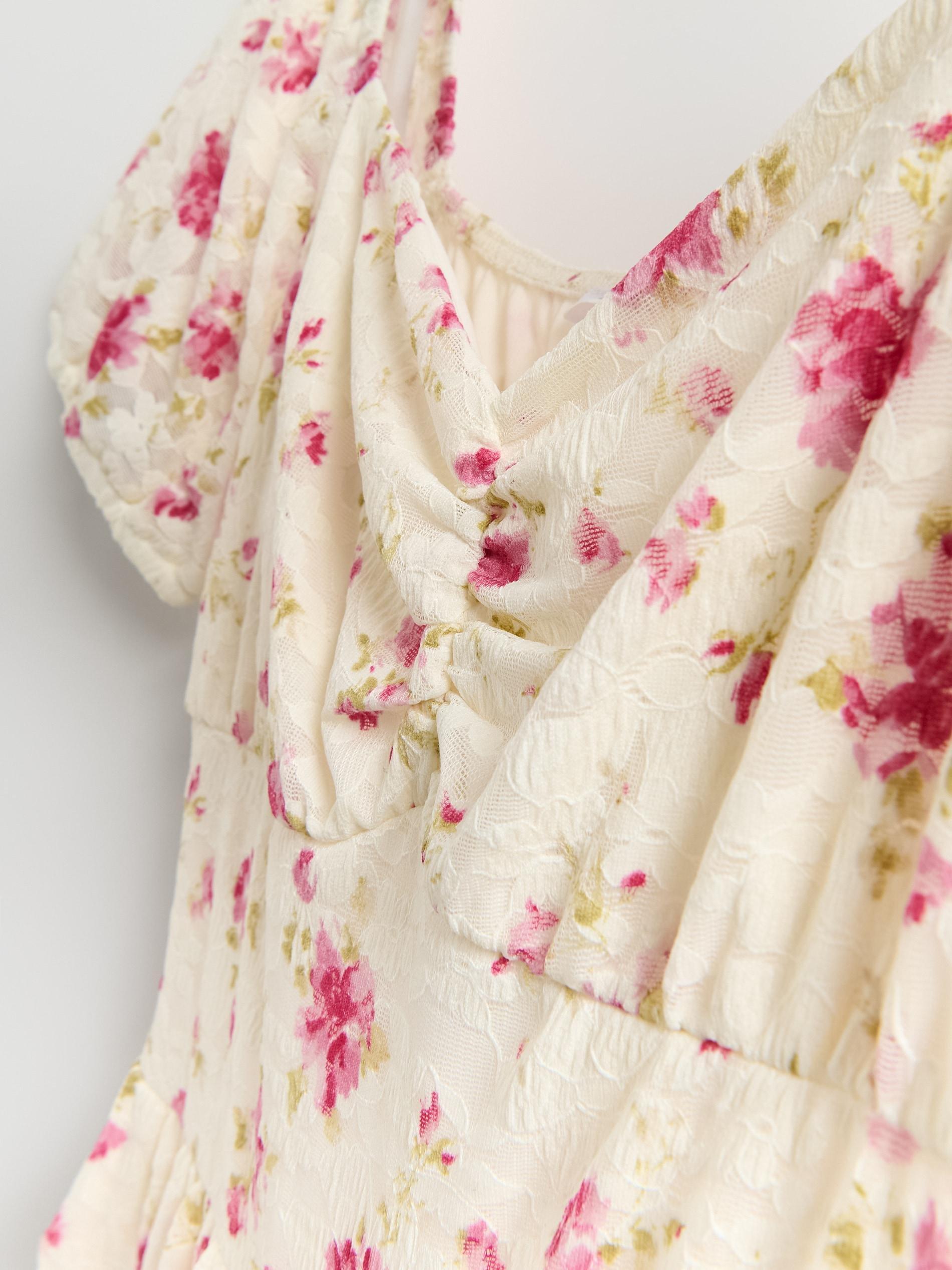 Multicolour Lace Dress In Floral Print, Multicolor, large image number 5