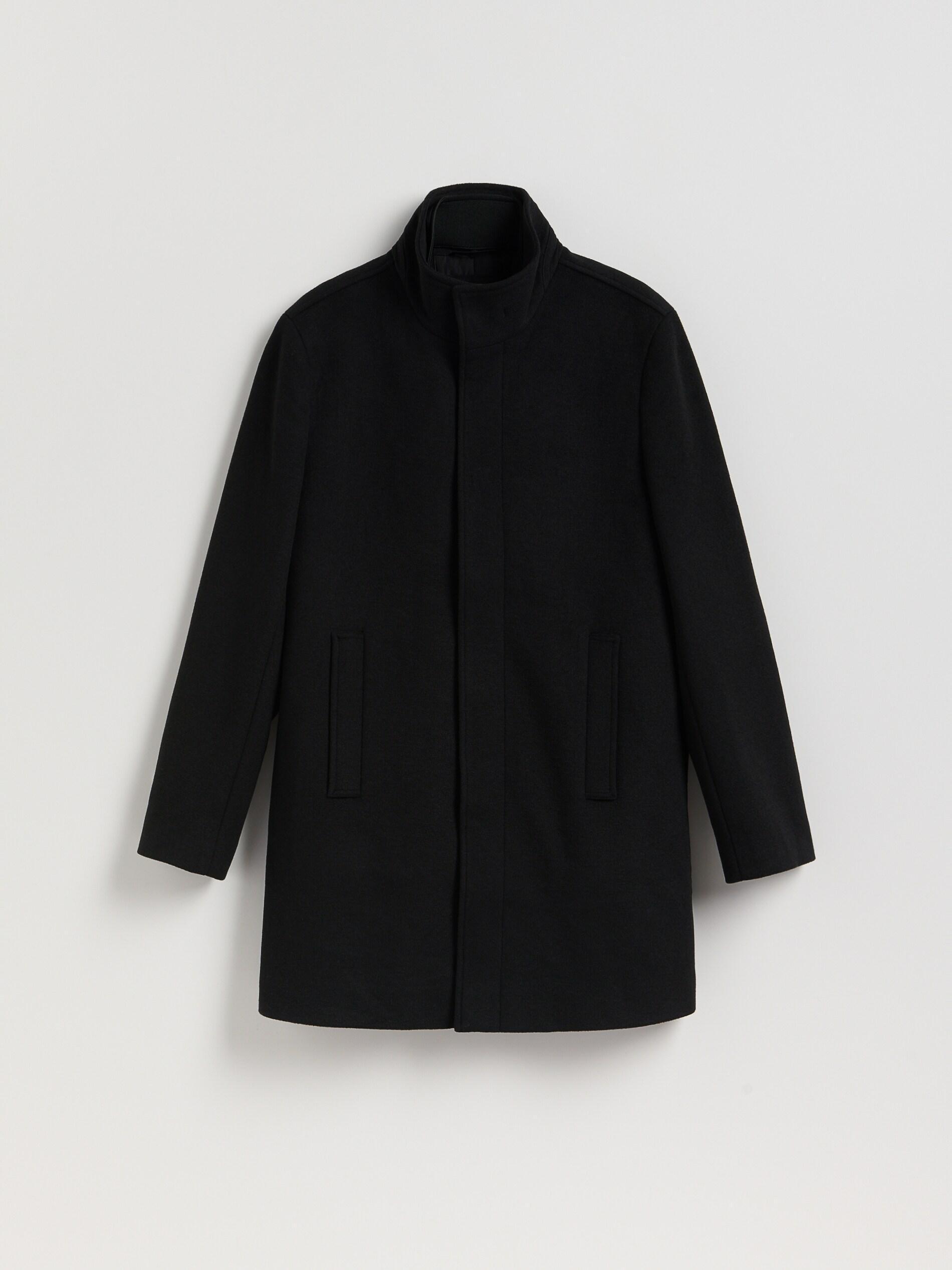 Black Classic Coat With Wool Blend, Black, medium