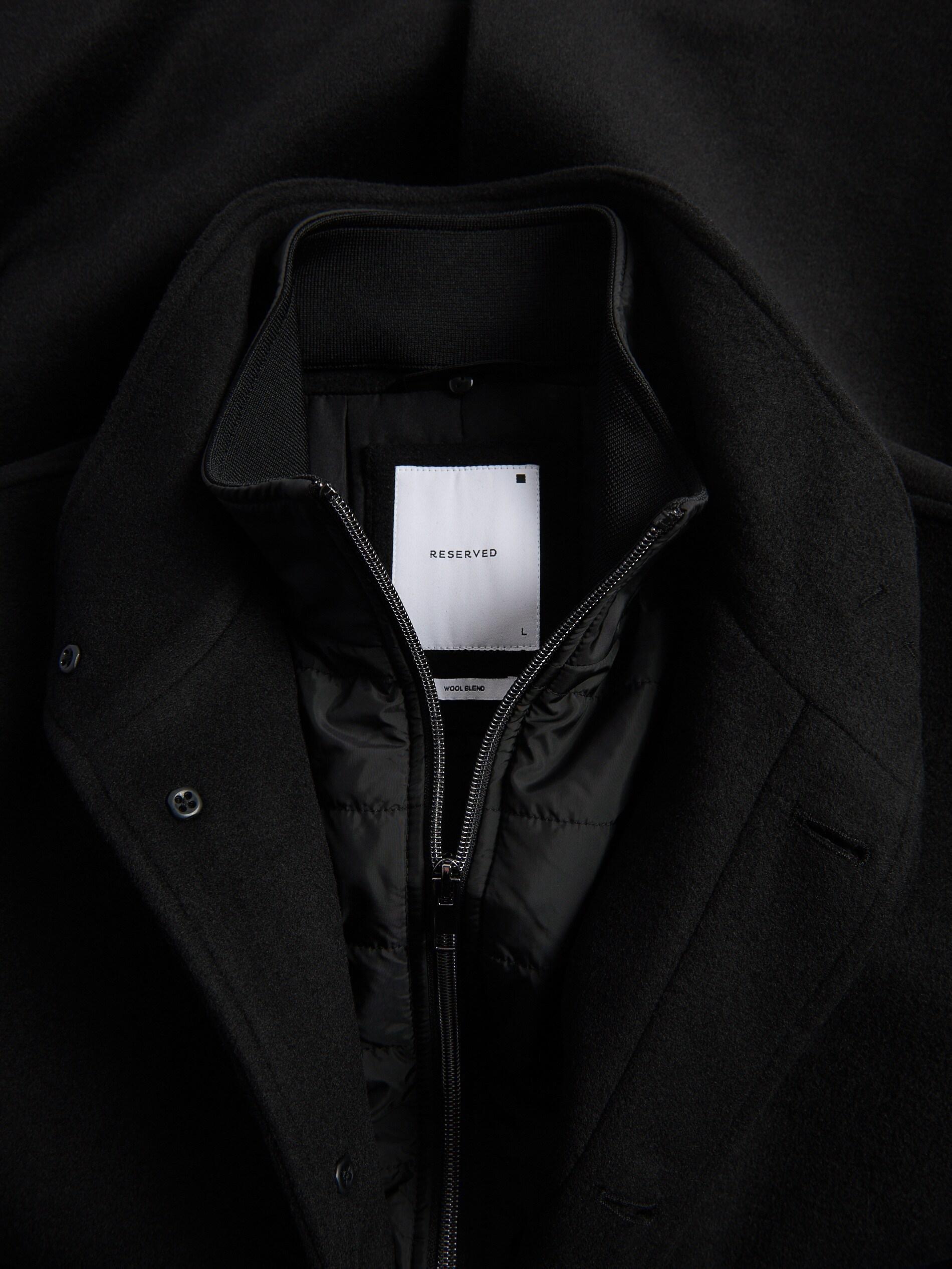 Black Classic Coat With Wool Blend, Black, large image number 1