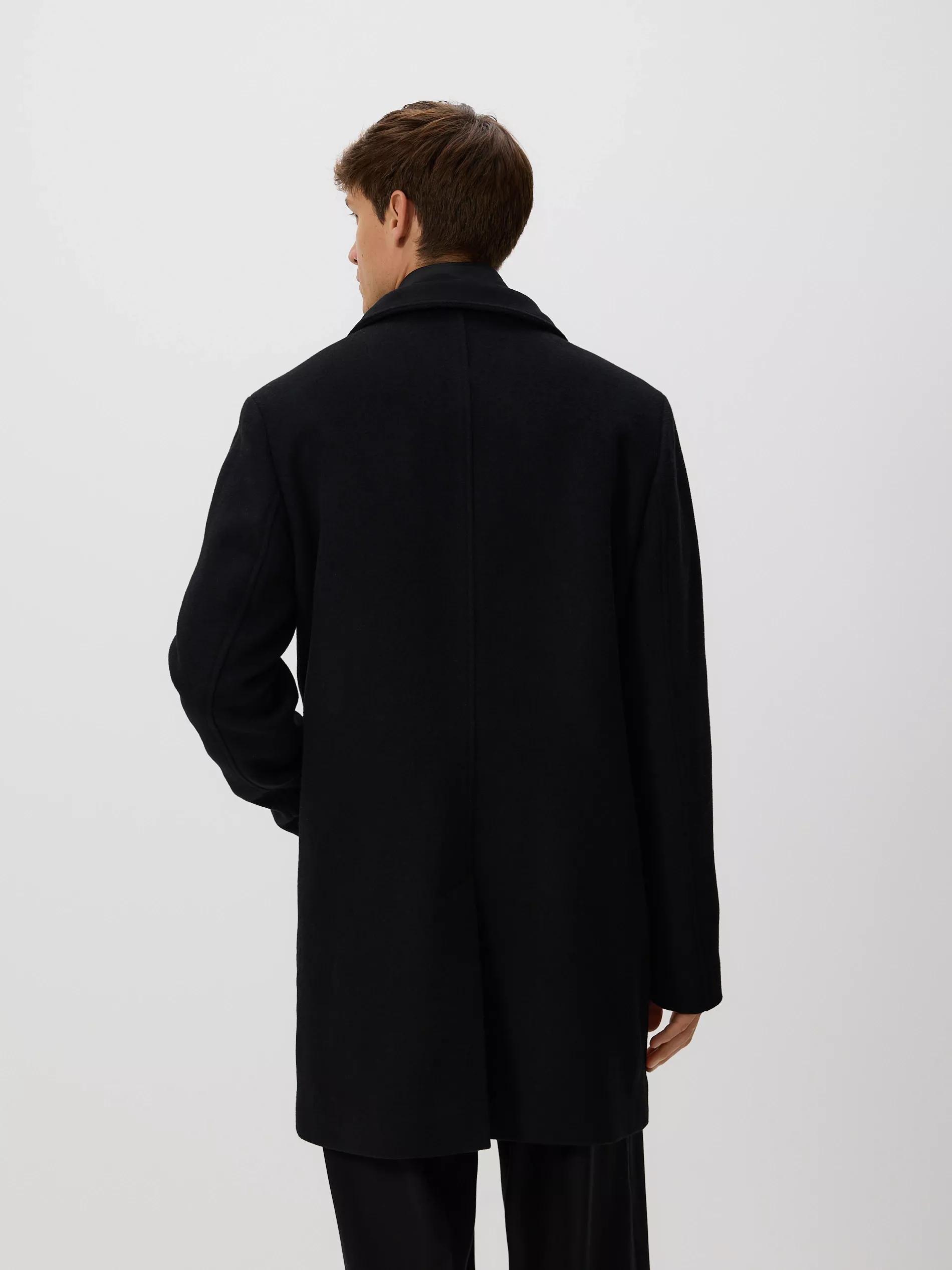 Black Classic Coat With Wool Blend, Black, medium