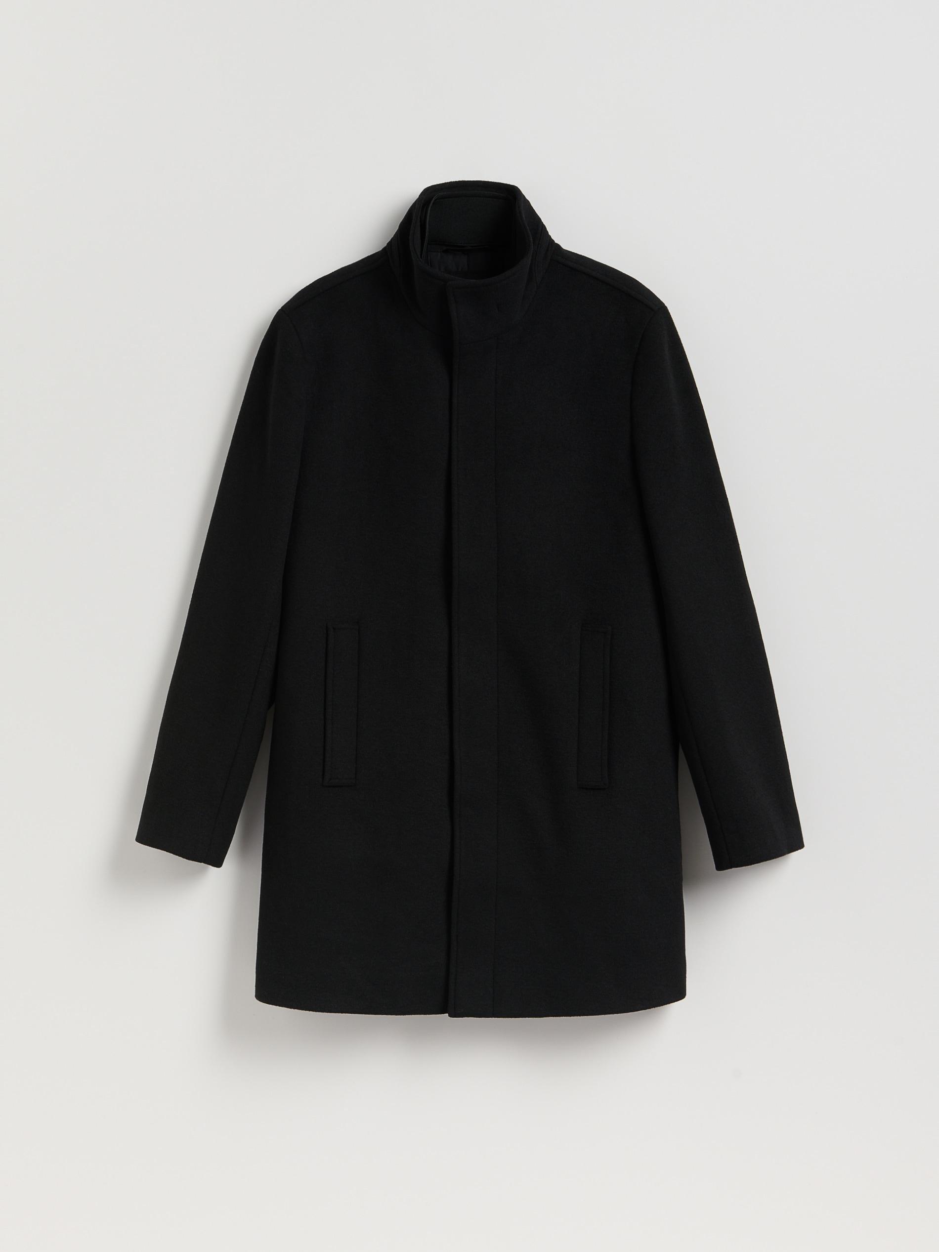 Black Classic Coat With Wool Blend, Black, large image number 4