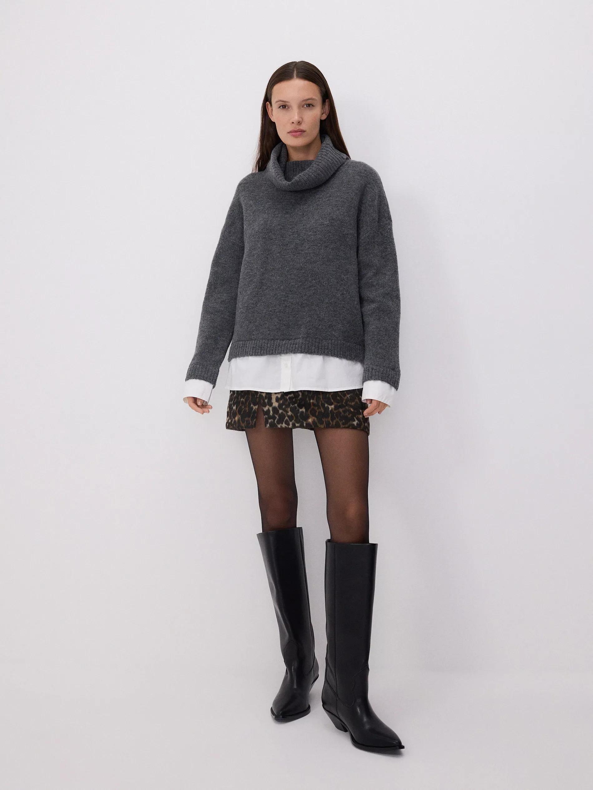 DARK GREY Turtleneck jumper, , large image number 0