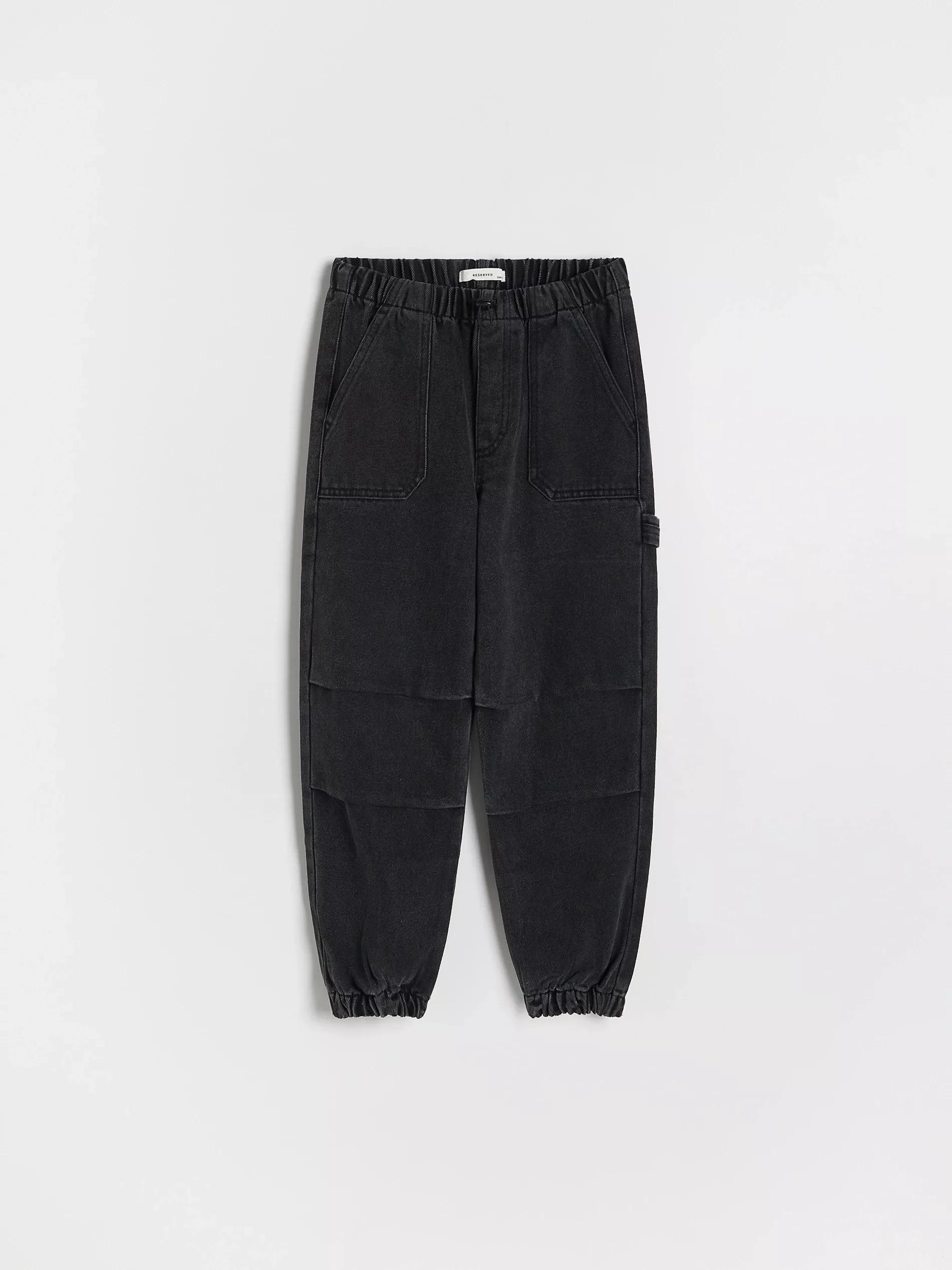 Black Elastic Parachute Jeans, , large image number 1