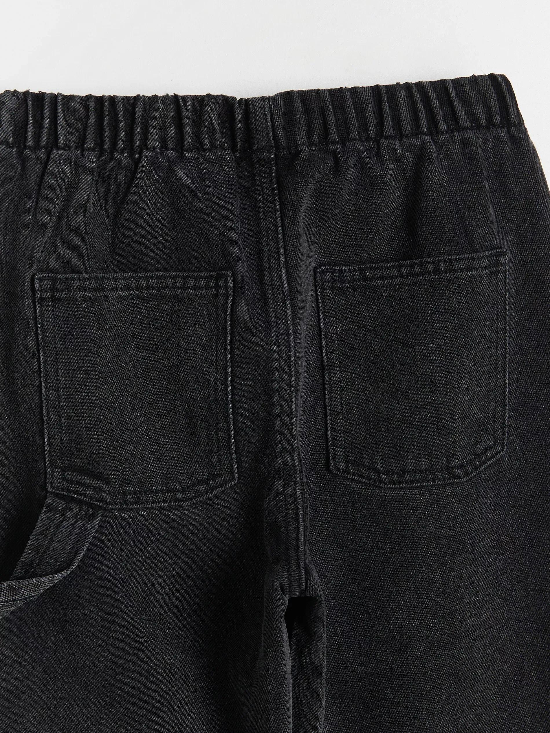 Black Elastic Parachute Jeans, , large image number 4