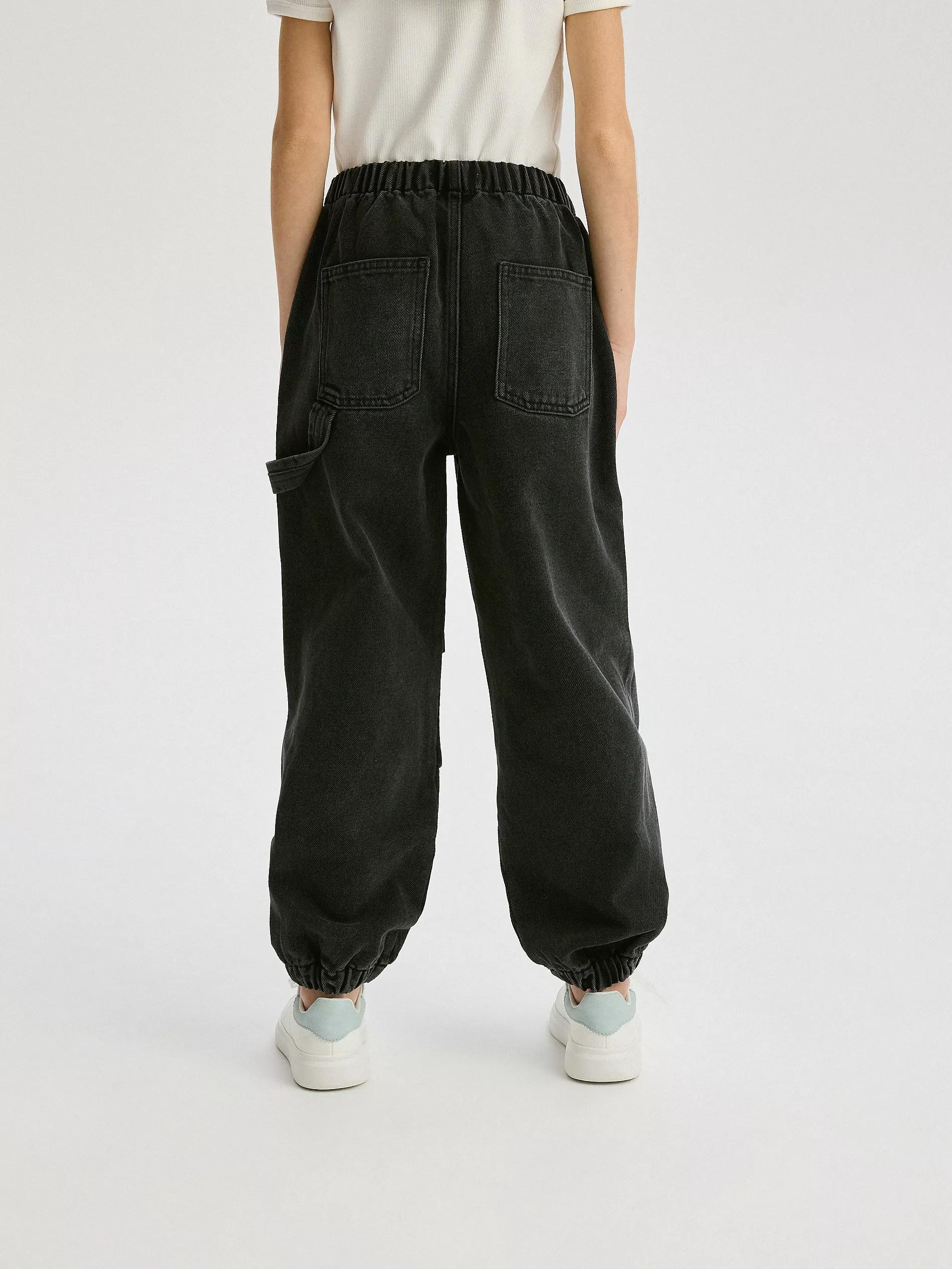 Black Elastic Parachute Jeans, , large image number 5