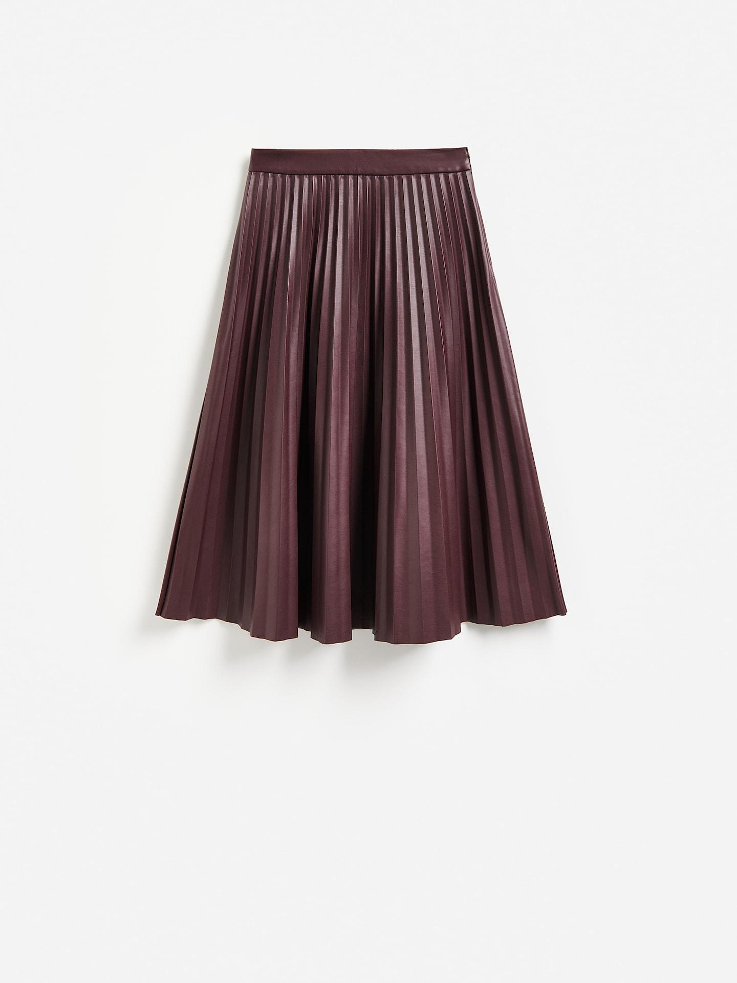 Red Faux Leather Midi Skirt, Burgundy, medium