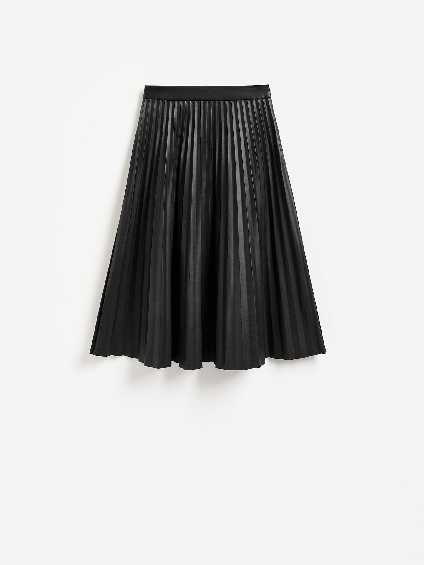 Black Faux Leather Midi Skirt, Black, medium