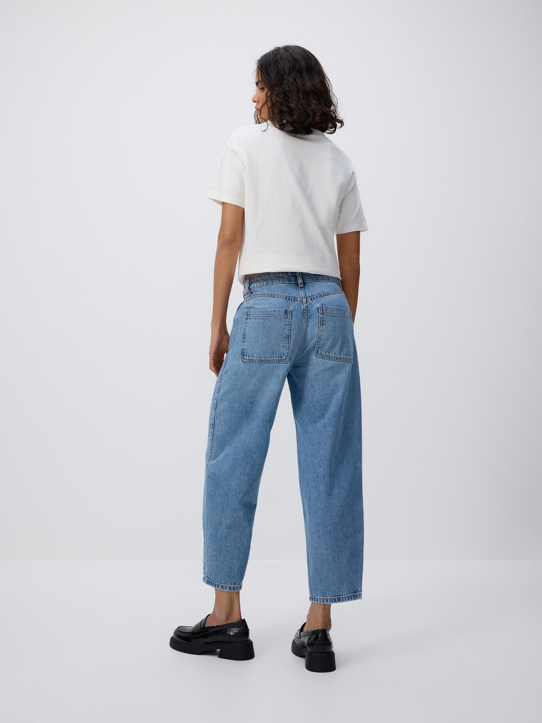 Blue Barrel Leg Jeans, Blue, large image number 1